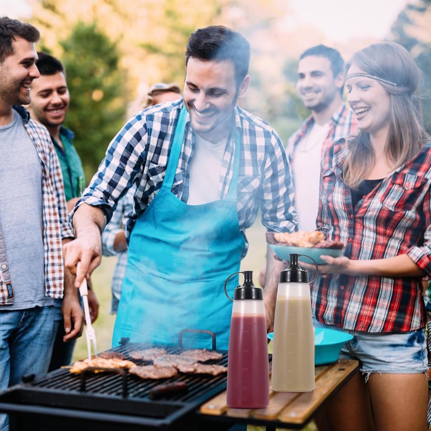 Condiment Squeeze Bottles Ketchup Dispenser 2PCS 16.9 oz Plastic Sauce Squirt Bottle with Cap Lids, Pancake Squirt Bottles for Sauces Liquids Mustard BBQ Dressing Pancake Art,Wide Mouth