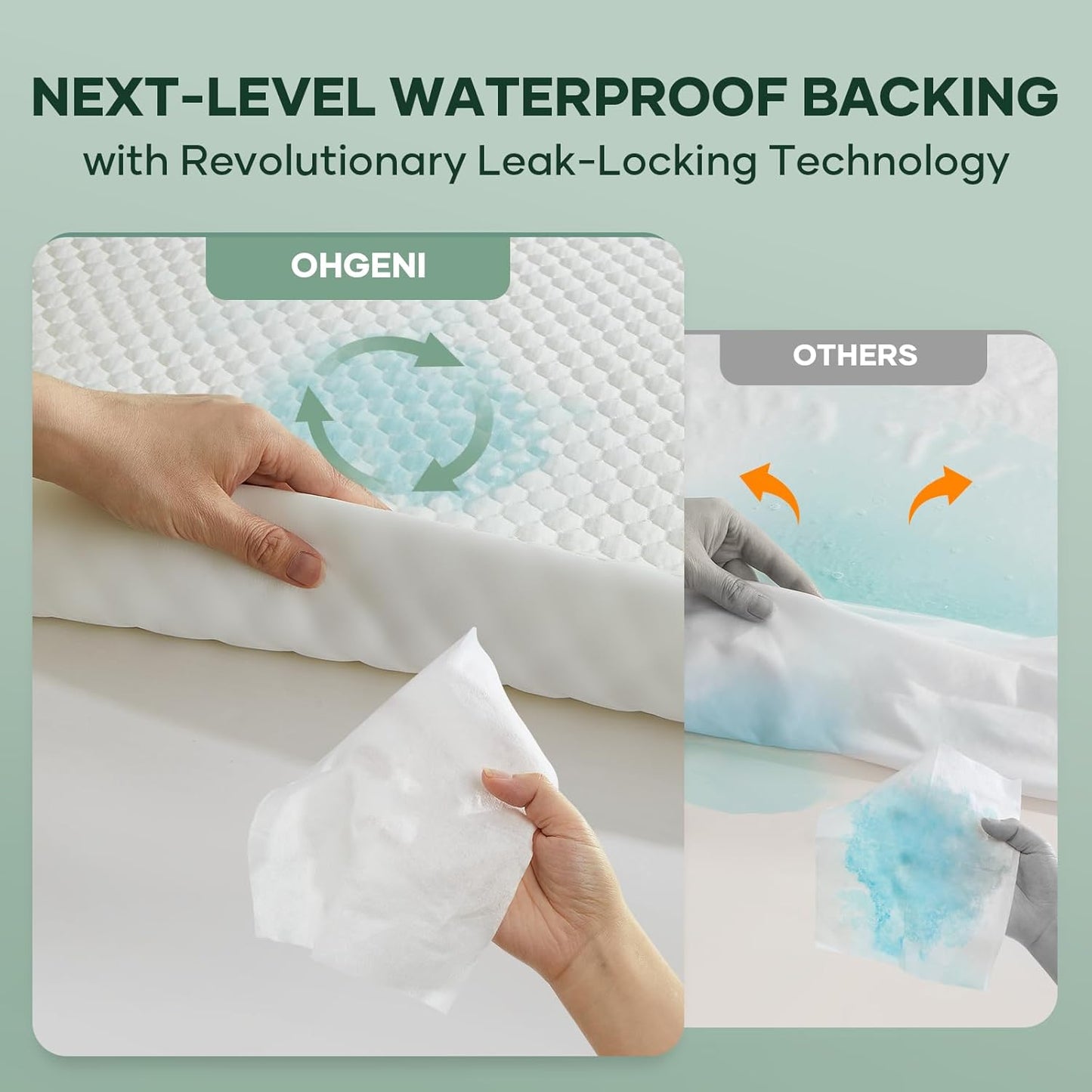 Ohgeni 100% Waterproof Mattress Protector, Twin XL-2 Pack, Fitted Sheet with Stretchable Pockets, Deep Sleep Noiseless Soft. Breathable Cooling Hypoallergenic Material, Mattresses Cover for Bed