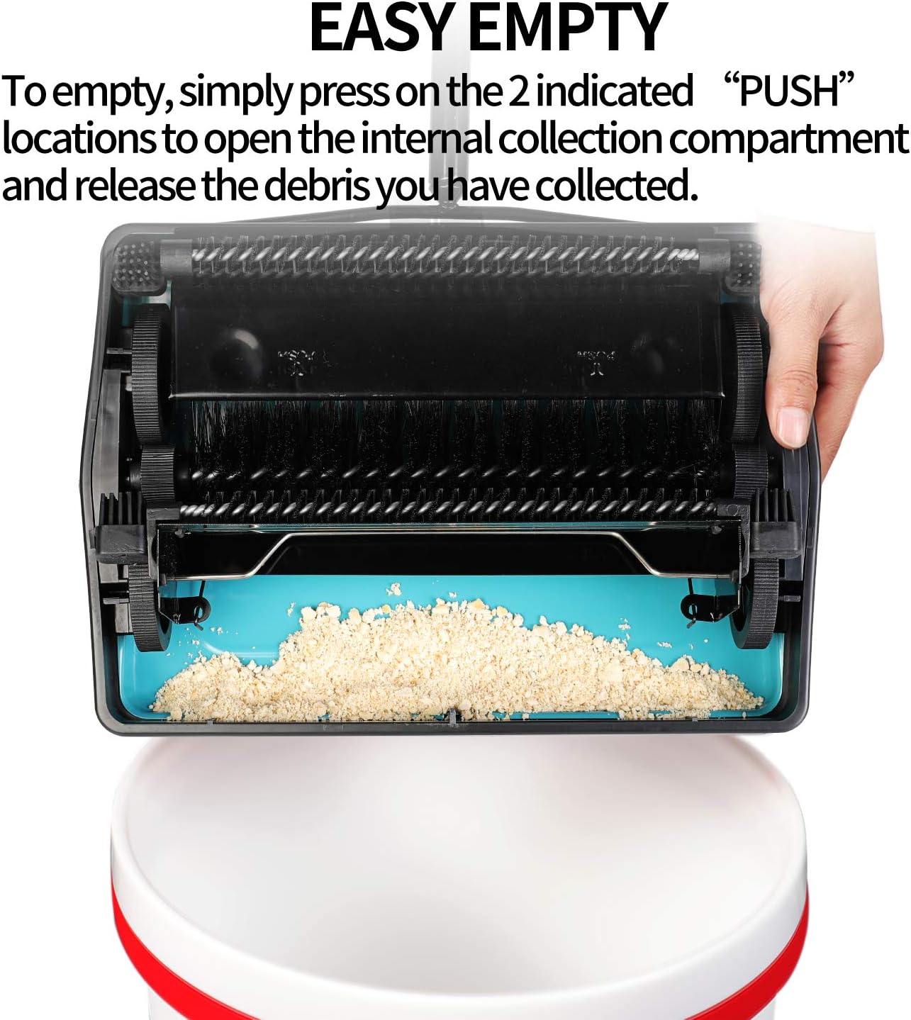 Yocada Carpet Sweeper Cleaner for Home Office Low&Undercoat Carpets Rugs Pet Hair Dust Scraps Paper Small Rubbish Cleaning with a Brush Blue