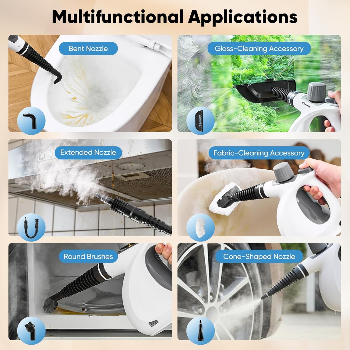 Saker Handheld Steam Cleaner New,Portable Steam Cleaner for Home,1050W Steam Cleaner,5 Fiber Cloths for Quick Heating & Deep Cleaning of Floors, Cars, and Kitchen