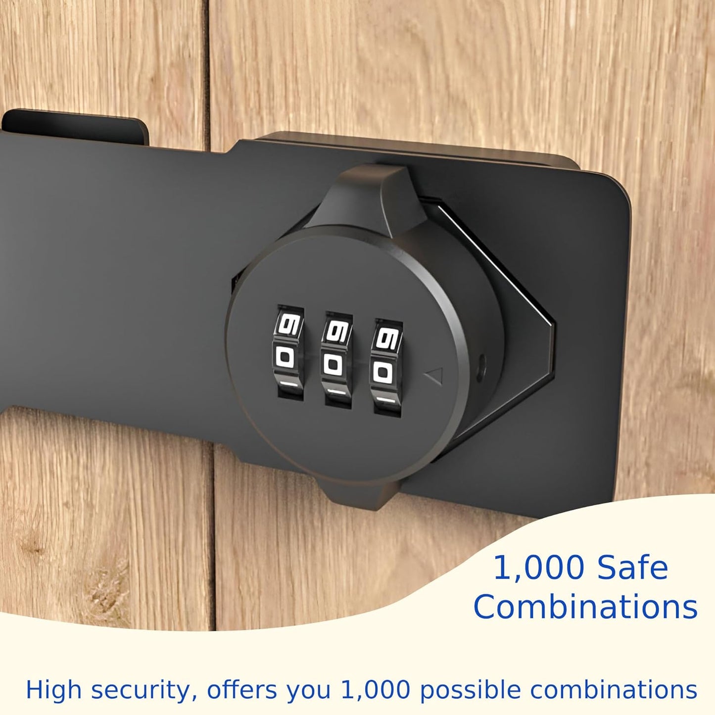 3-Digit Combination Lock, Black, Keyless, Zinc Alloy, Cabinet Door Latch, Easy DIY Installation, Wide Range of Uses