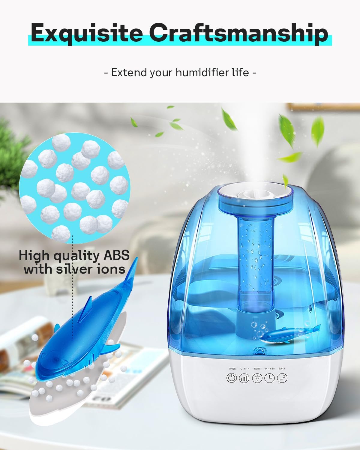 Leemone Humidifier Cleaner Float Shark & Fish -Humidifier Accessories Compatible with All Humidifiers and Fish Tanks(6 Pack)