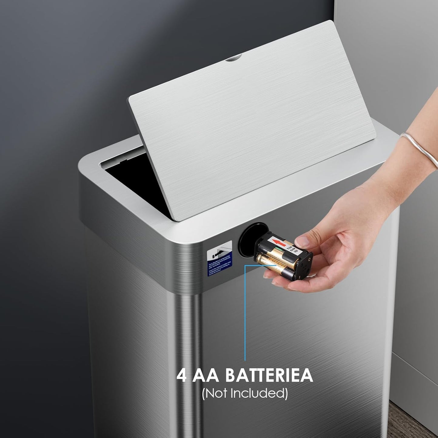 TLSUNNY 21.1 Gallon Motion Sensor Trash Can,Touchless Automatic Garbage Can,Brushed Stainless Steel Smart Bin,with Bag Holder,Soft Close Lid,for Kitchen,Office,RV,Bedroom,Living Room (Silver, 80L)