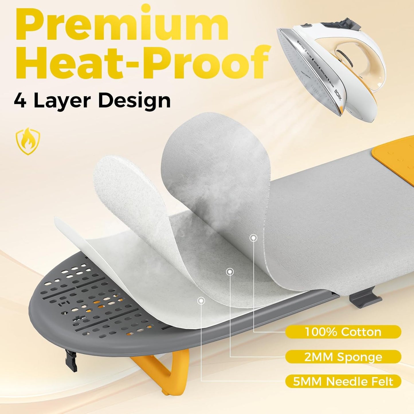 KINGBOARD Tabletop Ironing Board, Small Ironing Board with Iron Holder, Foldable Mini Iron Board, Easy Storage for Travel & Dorm, 12x32 Grey