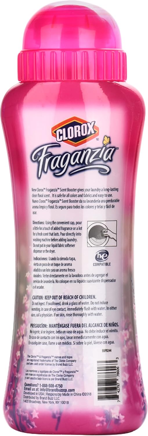 Clorox Fraganzia Laundry Scent Booster Crystals in Spring Scent - Scented In-Wash Freshener Beads for Fresh, Clean, Great Smelling Clothes and Linens, Twin 18 Oz - 6 Pack