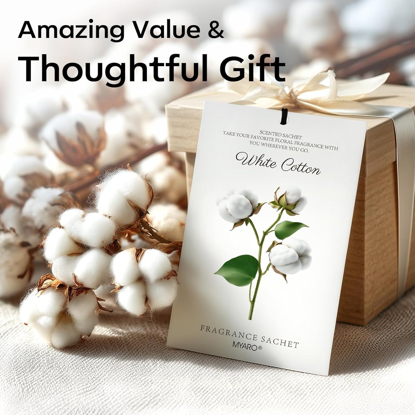 12 Packs Scent Sachets for Closet Clothes Storage - White Cotton Fragrance Long Lasting Home Air Freshener Odor Deodorizer