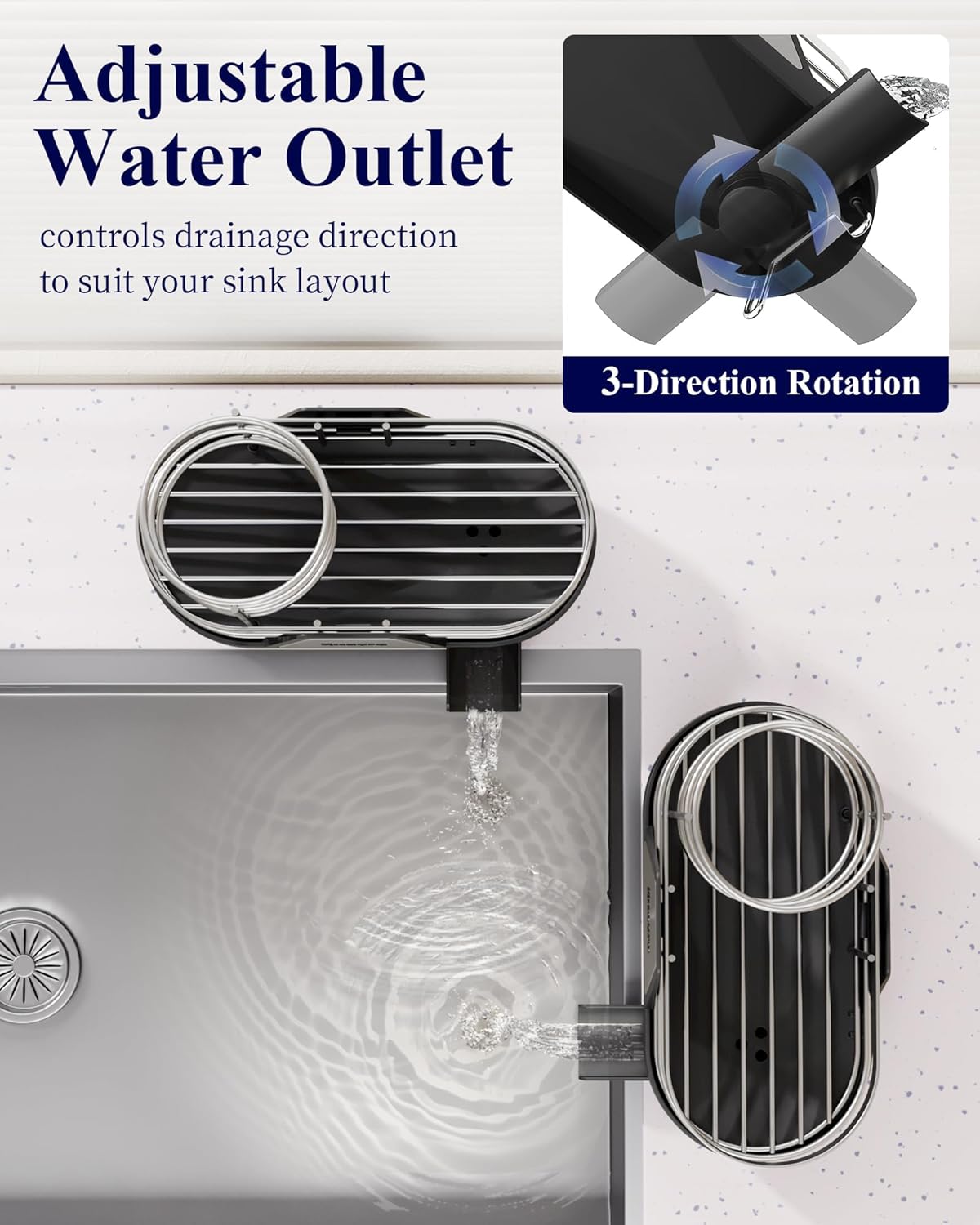 Kitsure Sponge Holder for Kitchen Sink - Space-Saving Kitchen Sink Caddy, Rustproof Metal Sink Organizer with Removable Brush Holder, 7.9"×3.9"×5.3", Black