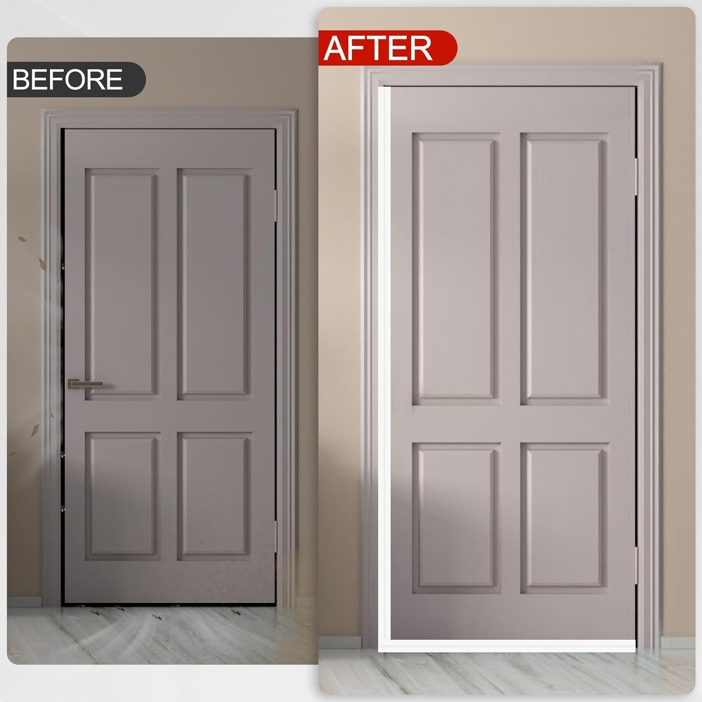 MYFAMIREA Door Weather Stripping 2IN (W) x 20FT (L) Door Draft Stopper Seal Tape Silicone Seal Strip Self Adhesive Shower Sweep Insulation Tape Side Bottom Strip for Sliding Glass Window Gap, White