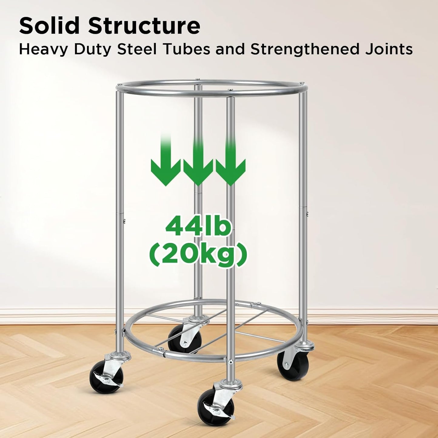 Laundry Hamper with Wheels, 100L Round Rolling Laundry Basket Sorter with Removable Bag, Clothes Cart Organizer with Steel Frame for Bedroom, Bathroom, Laundry Room, Black