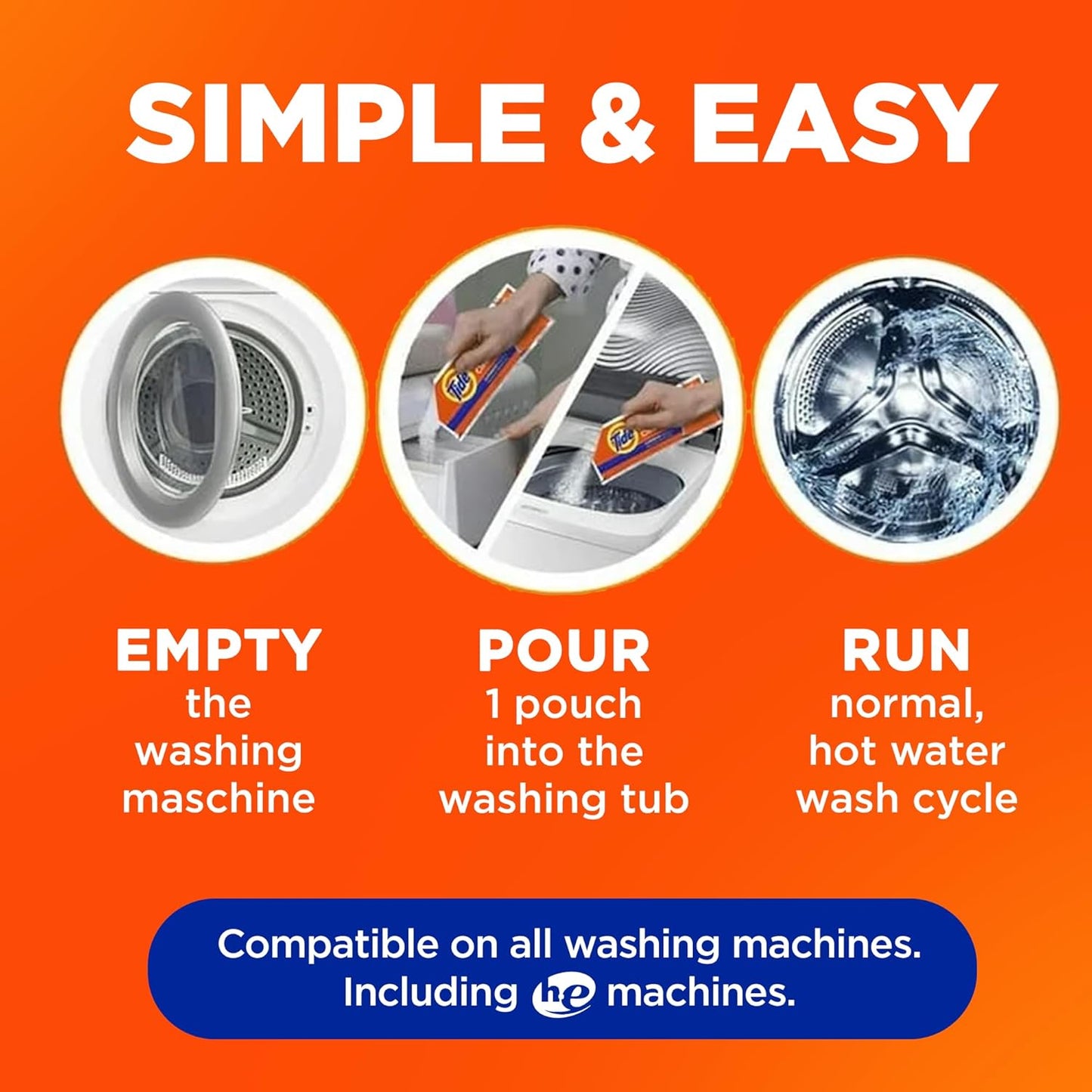Washing Machine Cleaner by Tide, Washer Machine Cleaner with Oxi for Front and Top Loader Washer Machines, Deep Cleaning Residue & Odor Eliminator, 21 Month Supply
