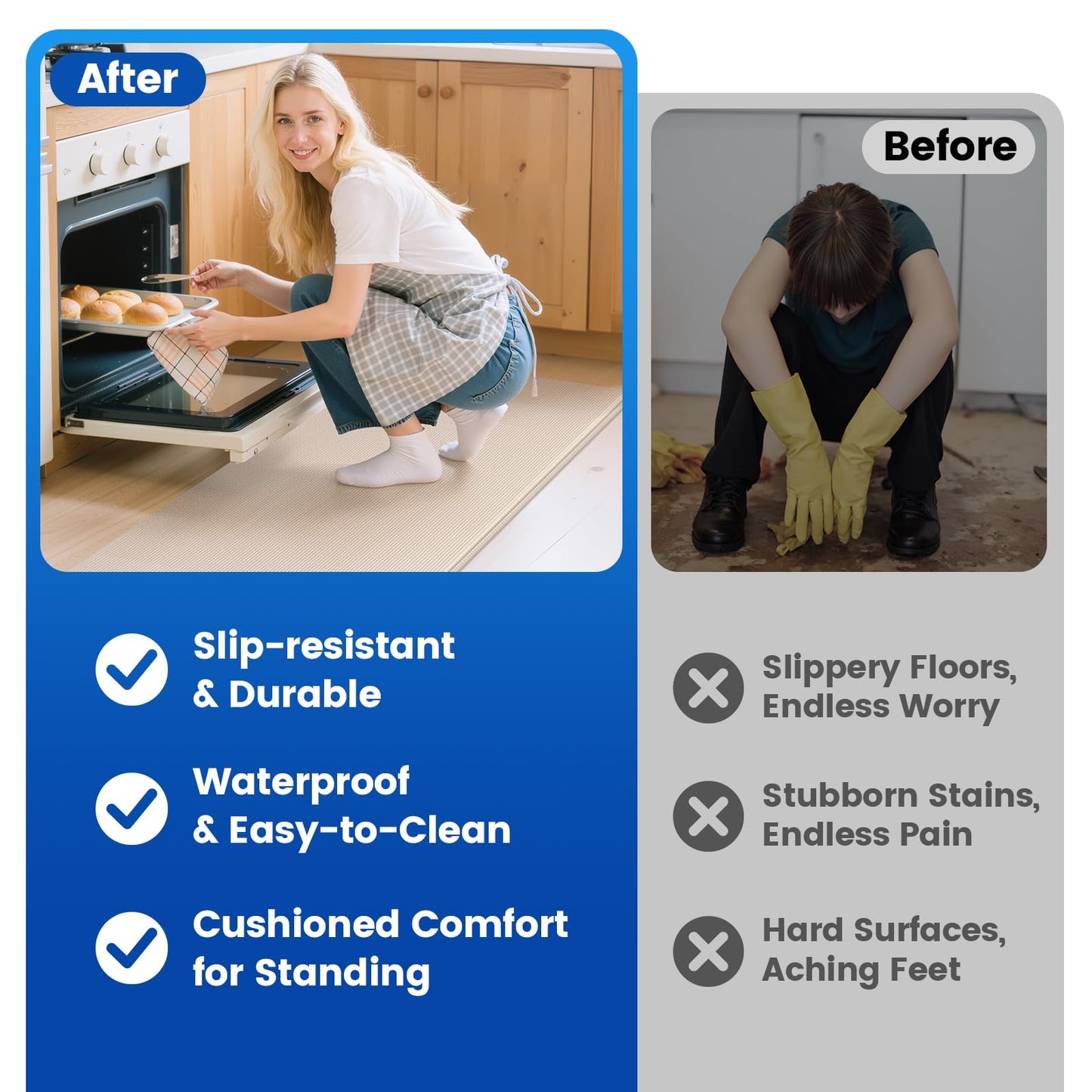 KitchenClouds Kitchen Mats for Floor,3PCS Cushioned Soft Kitchen Rugs