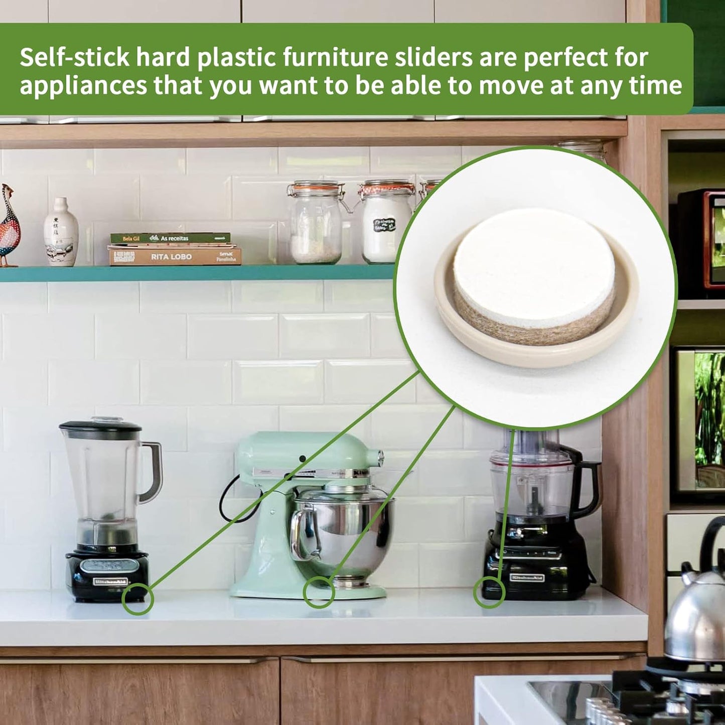 Furniture Sliders for Carpet 48 PCS - 1 inch Furniture Moving Slider Chair Legs Floors Protectors Appliance Slider for Kitchen Appliances