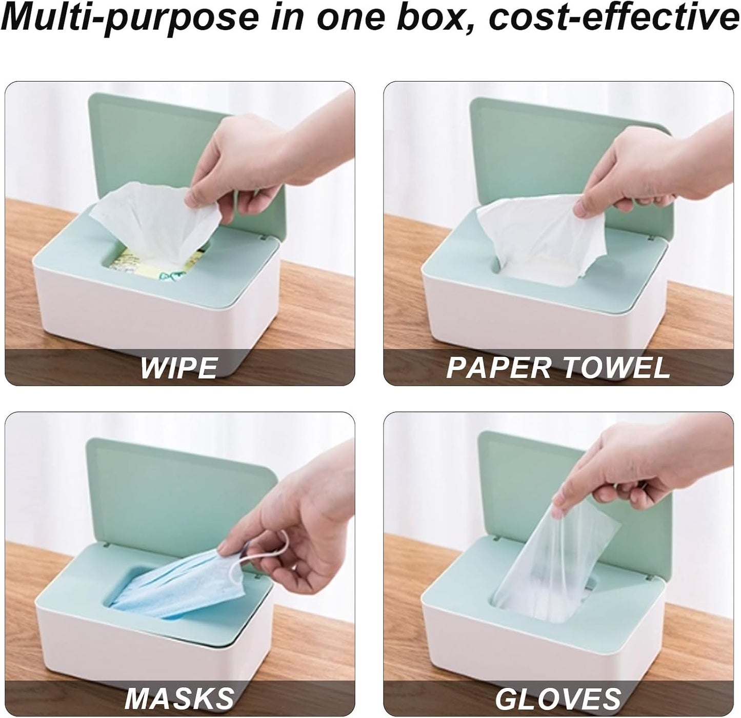 1 Pcs Diaper Wipes Dispenser, Refillable Wipe Container, Wipe Container with Sealing Design Lid, Keep Wipes Fresh,Wet Wipes Cases (Green)