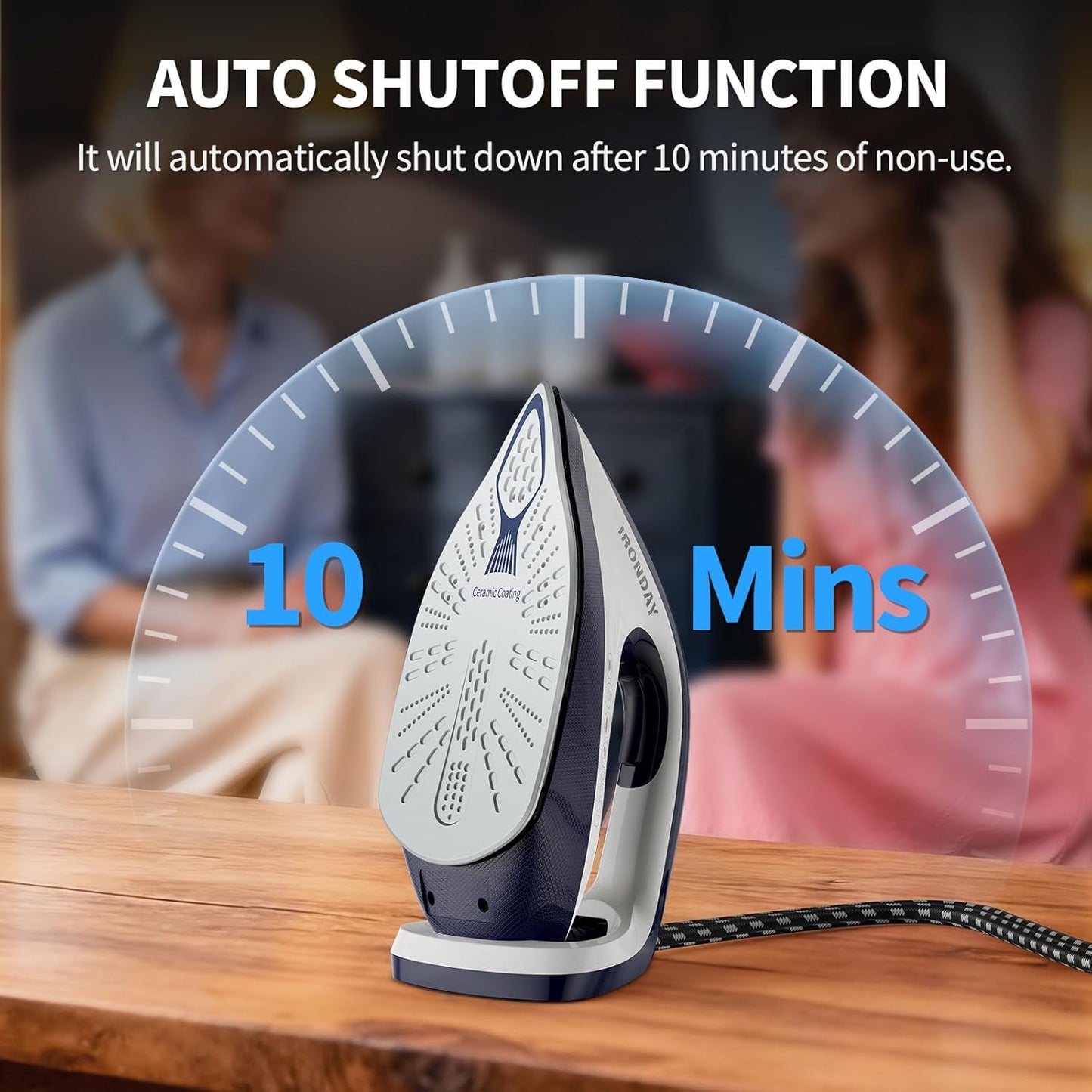 Steam Iron for Clothes,1500W Professional Steam Station,67.62oz Water Tank,Auto Shutoff,Self-Clean,ECO Mode, Iron Steamer with Ceramic Soleplate for Various Fabrics, Lock For Easy Carry