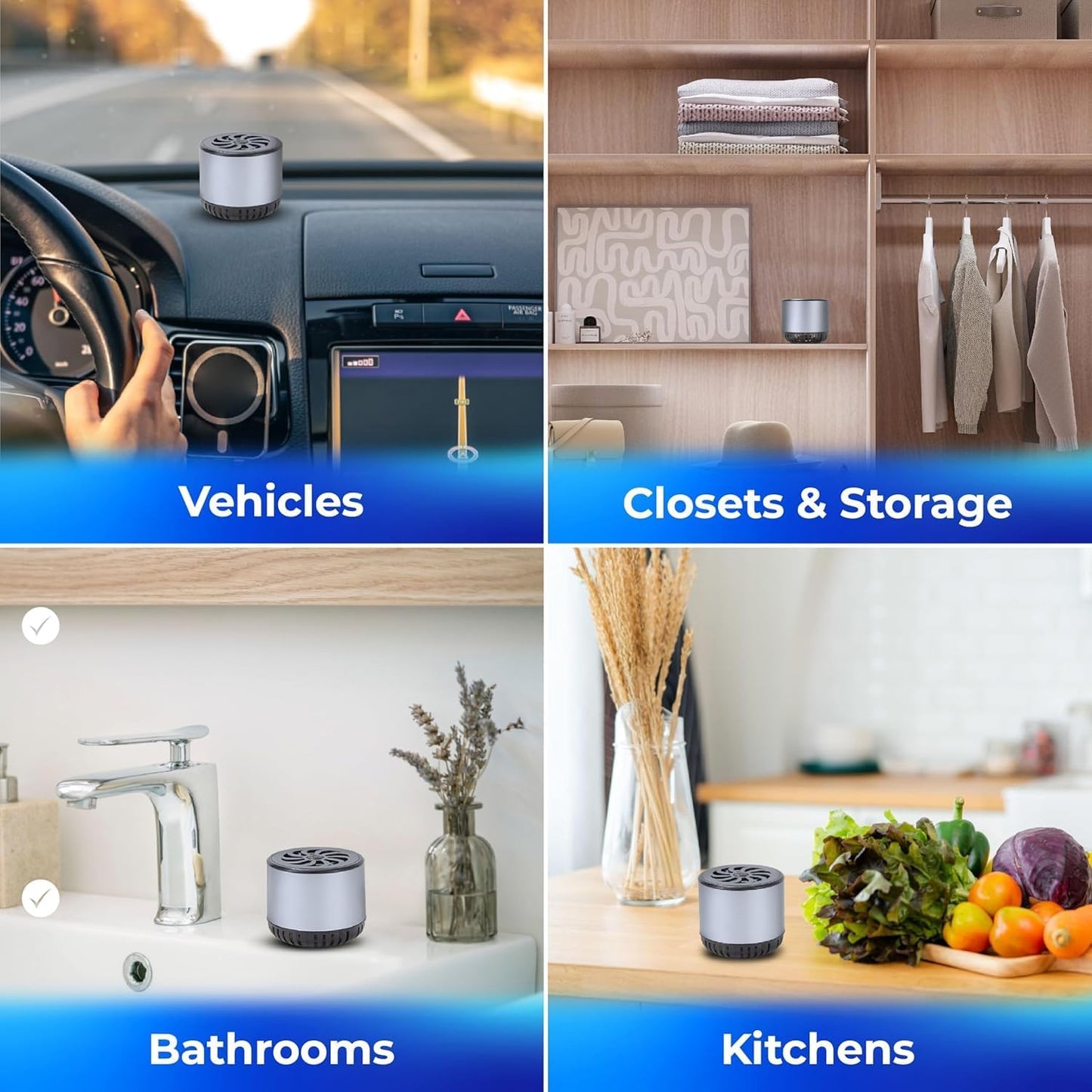 Refrigerator Deodorizer - Double Pack - Fridge Smell Eliminator Lasts for 10 Years -18ft3 Capacity Strong Fridge Odor Absorber, Eliminator & Air Purifier - More Effective Than Baking Soda