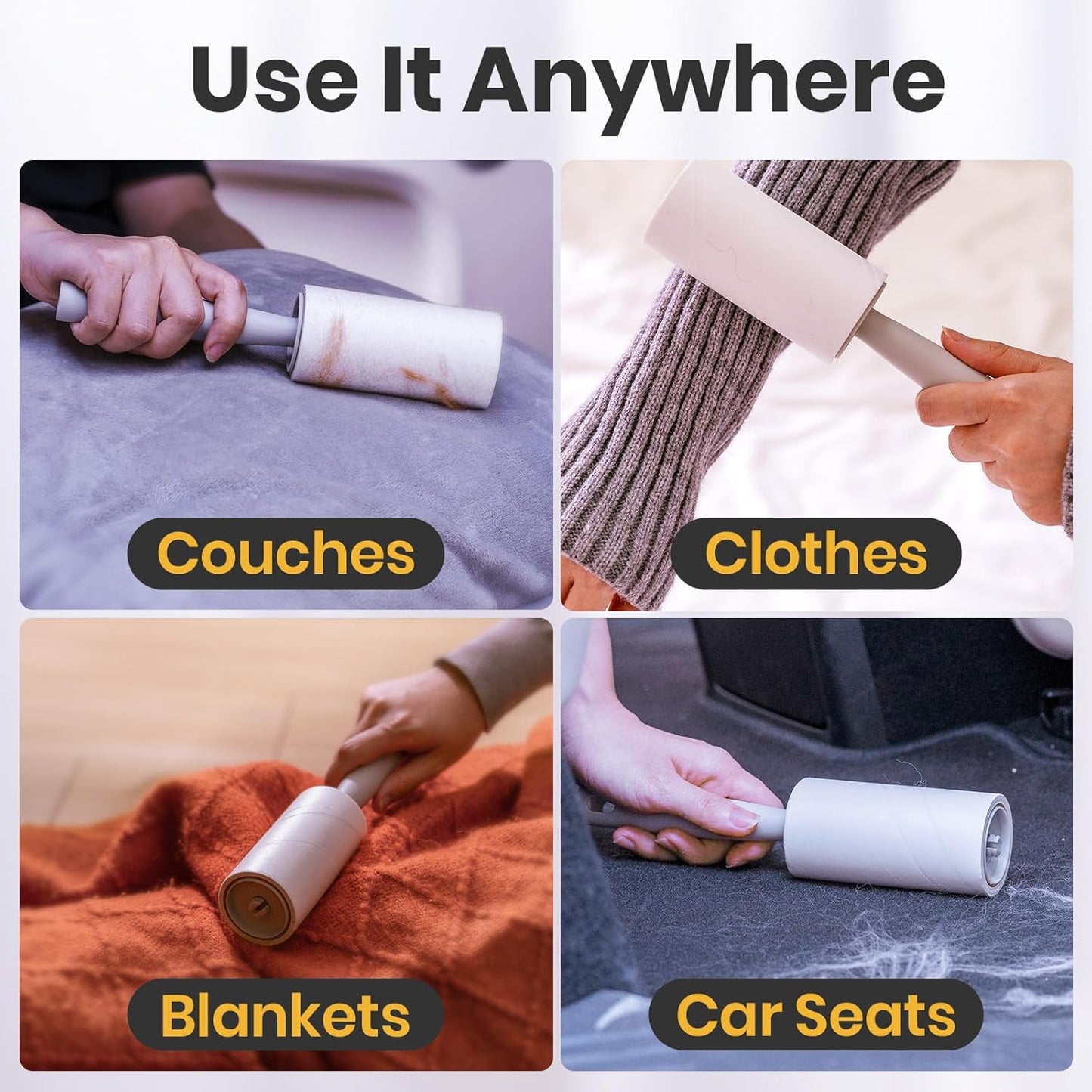 DELOMO Pet Lint Roller for Clothes β Lint Rollers for Pet Hair Extra Sticky, Mega Value Set of 400 Sheets (1 Roller + 3 Refills), Dog Cat Hair Remover for Couch, Furniture, Keep Your Home Tidy