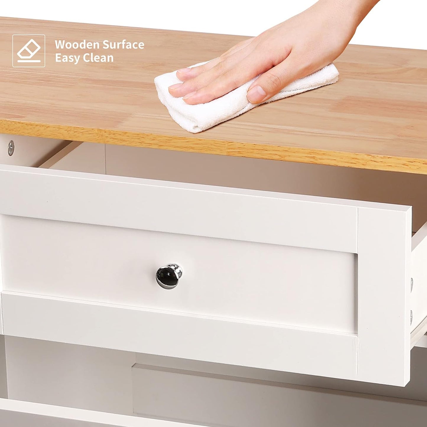 Betterhood Double Tilt Out Trash Cabinet Can Bin Kitchen 20 Gallon Wooden Free Standing Laundry Sorter,Recycling Cabinet with Hideaway Drawer, (White)