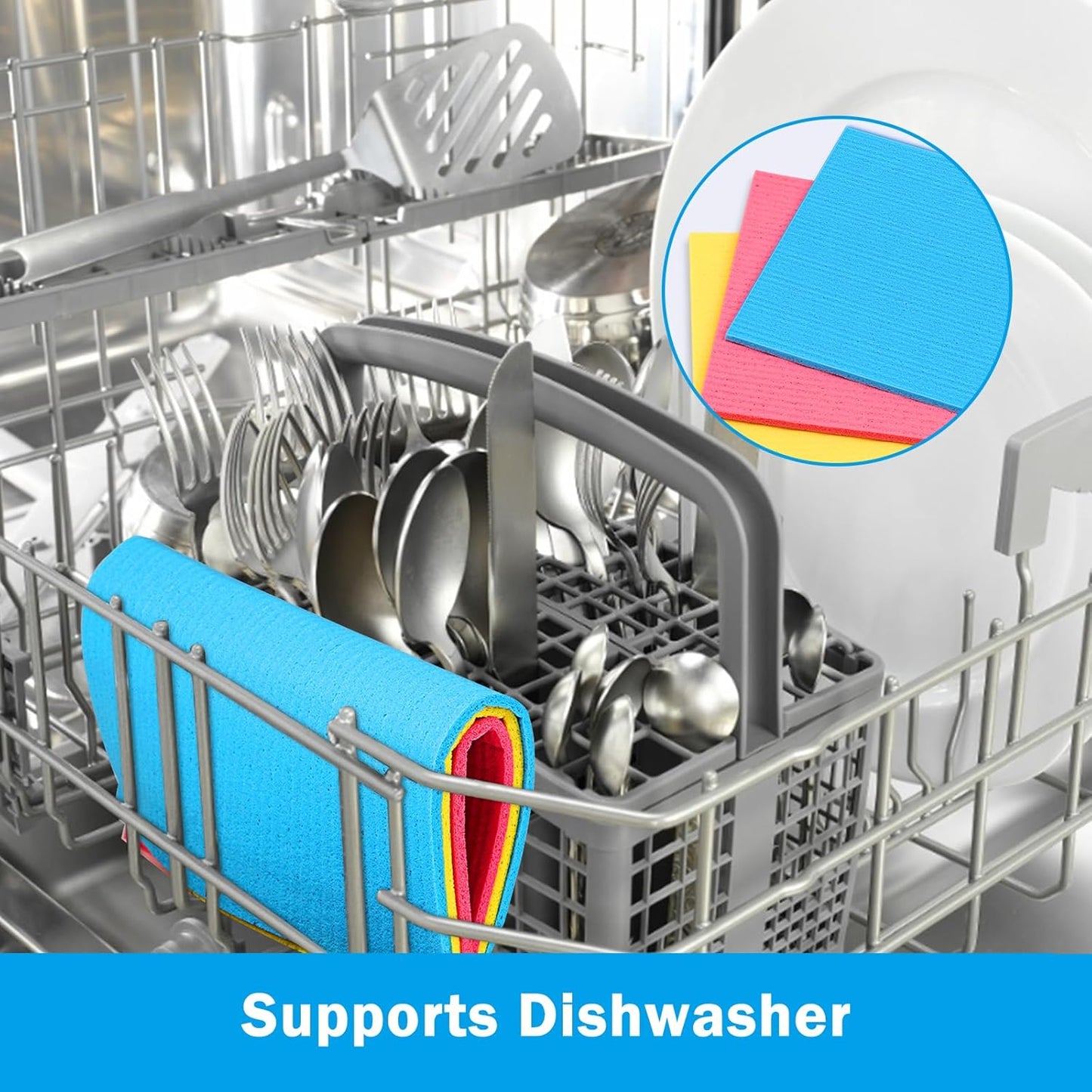 HOMEXCEL Swedish Dishcloths for Kitchen 20 Pack, Sponge Dish Cloth for Counters & Washing Dishes, Reusable and Absorbent Paper Towels, 3 Colors Assorted