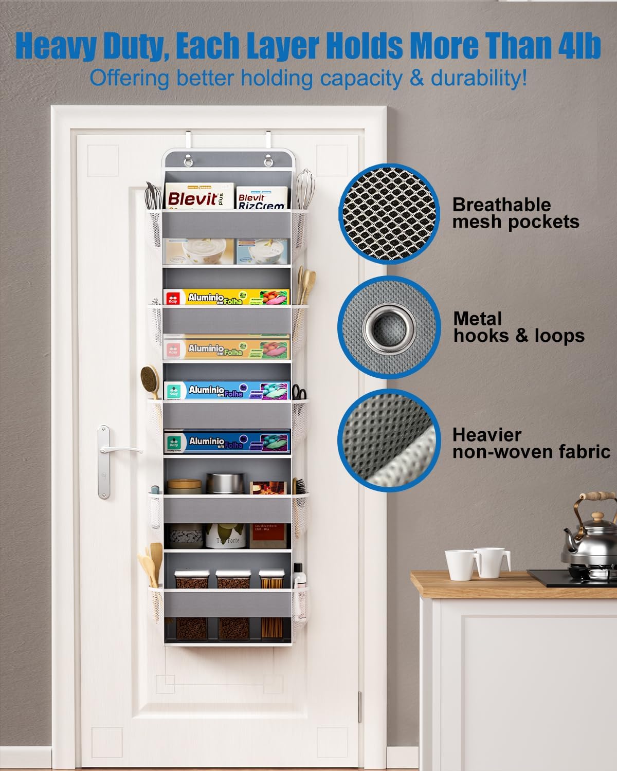 Over The Door Storage Organizer, RV Bathroom Organizer, Over The Door Organizer Camper Storage and Organization, 5 Shelf Hanging Over Door Organizer for Camper, Bathroom, Bedroom, Closet