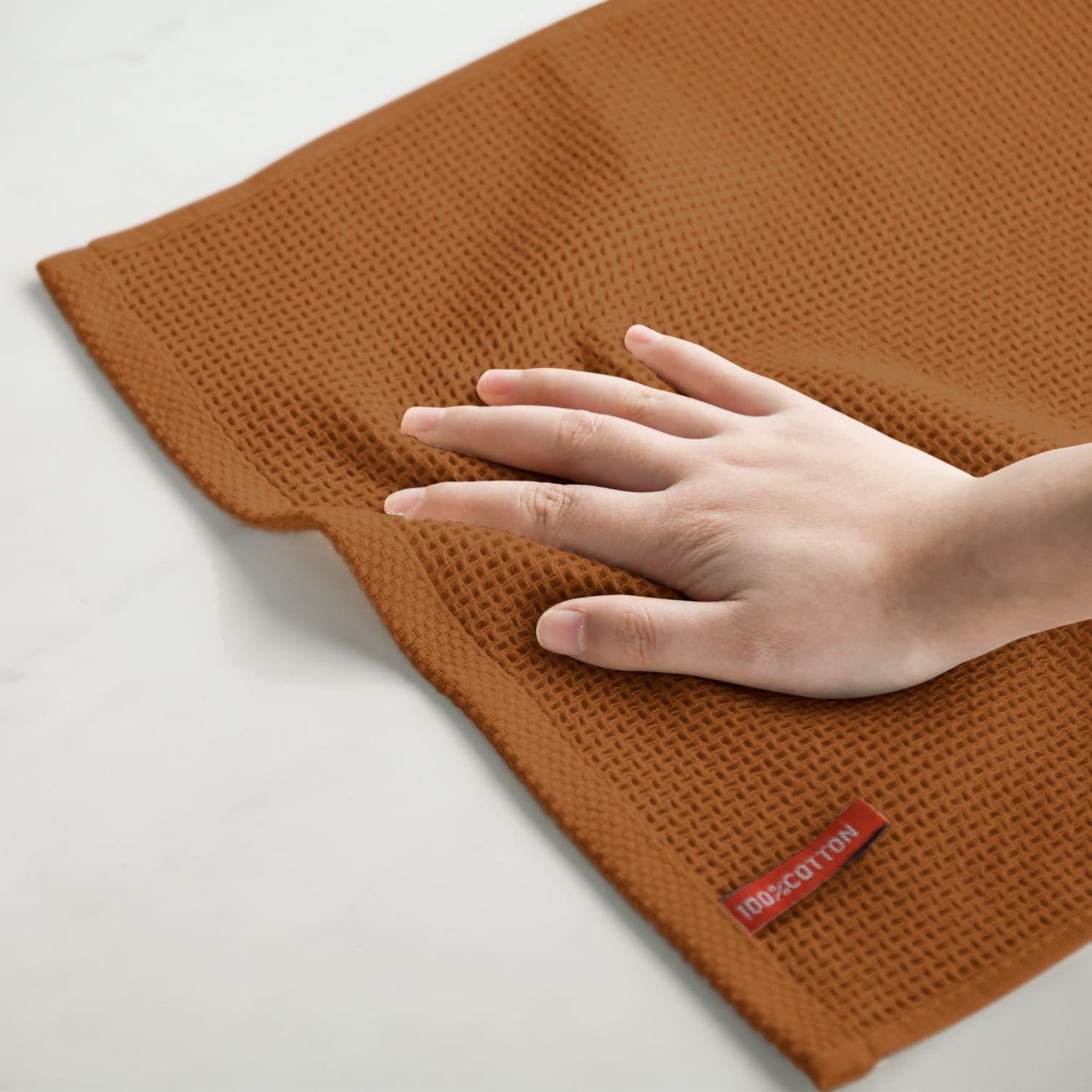 Artoid Mode 100% Cotton Caramel Waffle Weave Kitchen Dish Cloths, 13x28 Inch Ultra Soft Absorbent Quick Drying Kitchen Dish Towels Set of 4