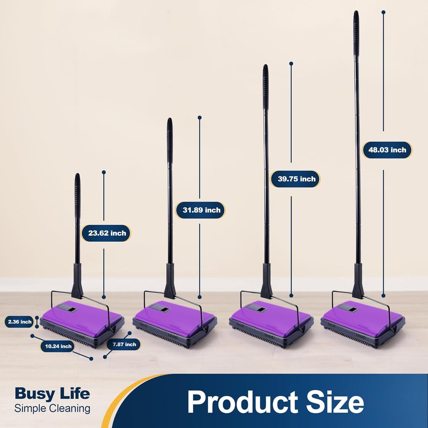 Yocada Carpet Sweeper Cleaner Manual Household Sweeper for Home Office Low&Undercoat Carpets Rugs Pet Hair Dust Scraps Paper Small Rubbish Cleaning with a Brush 48.03"