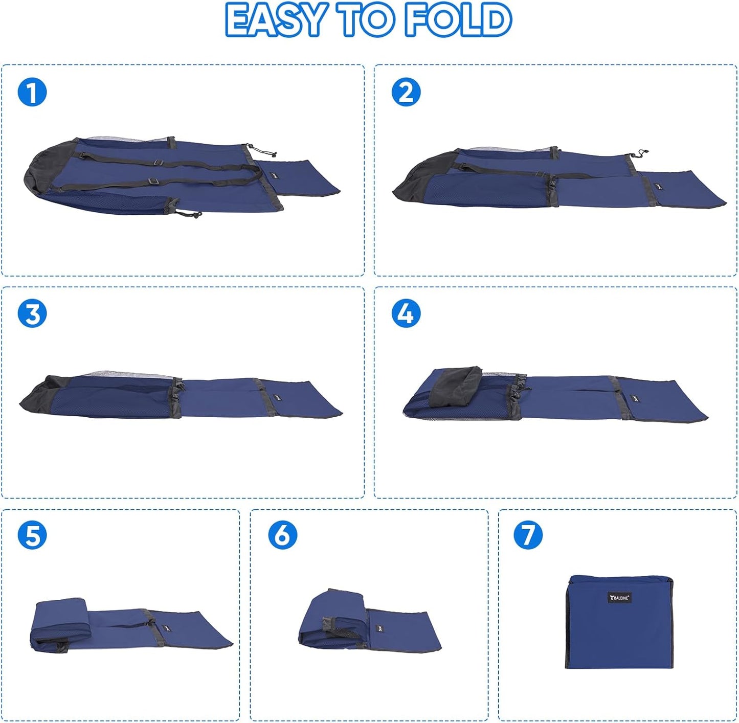 BALEINE 150L Laundry Bag Backpack, 900D Oxford Fabric Large Travel Laundry Bags with Shoulder Straps and 2 Mesh Pockets for College Dorm, Apartment, Laundromat (Navy, 150L)