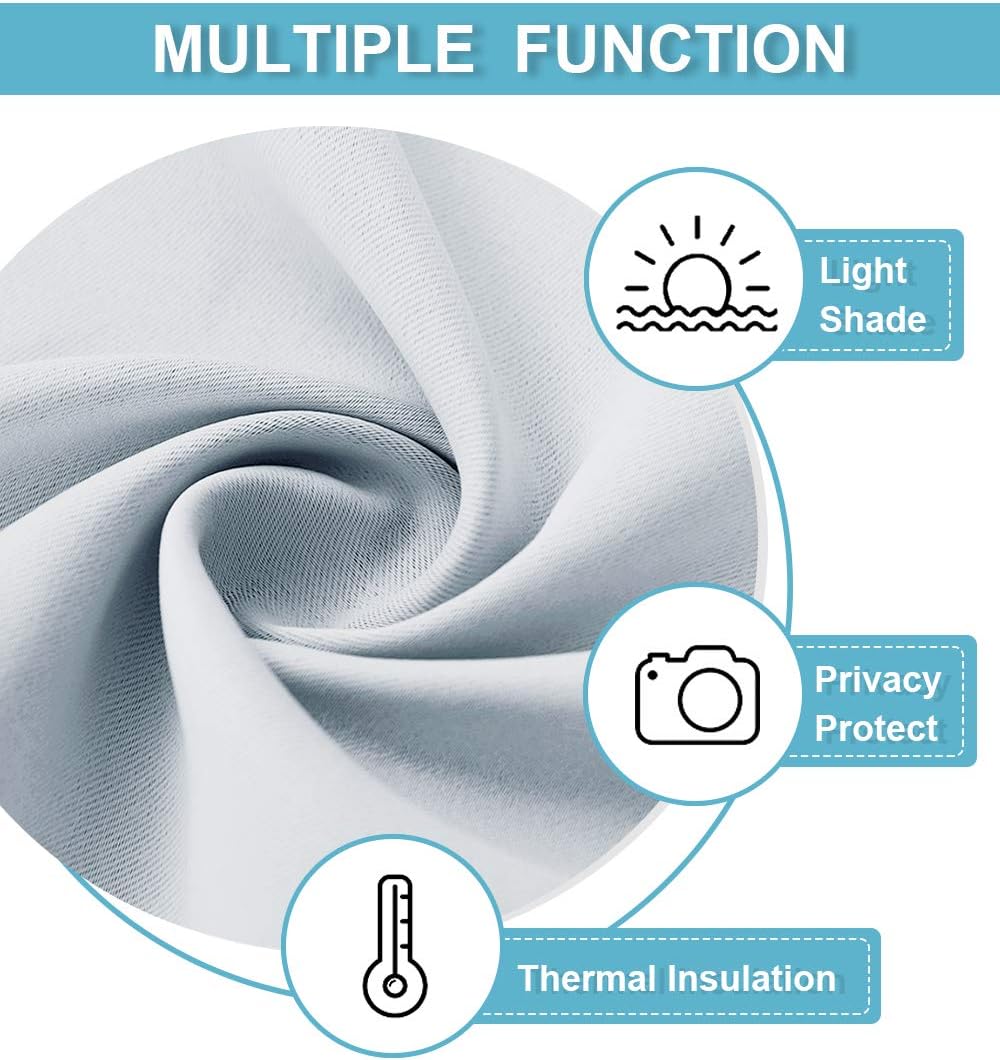 RYB HOME Short Curtains for Living Room Blackout Portable Blinds Shades for Bedroom Bathroom Basement Garage RV Camper Windows, 34 inches Width x 36 inches Length, Grayish White, 2 Pcs