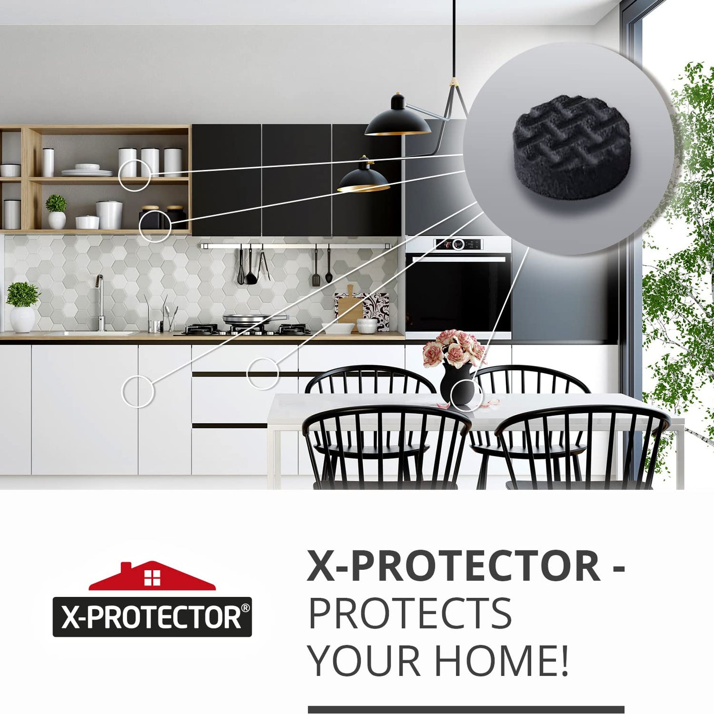 X-Protector Cabinet Door Bumpers 100 PCS Small Black Rubber Pads 3/8' Self-Adhesive Thick Dots Protect Glass & Surfaces