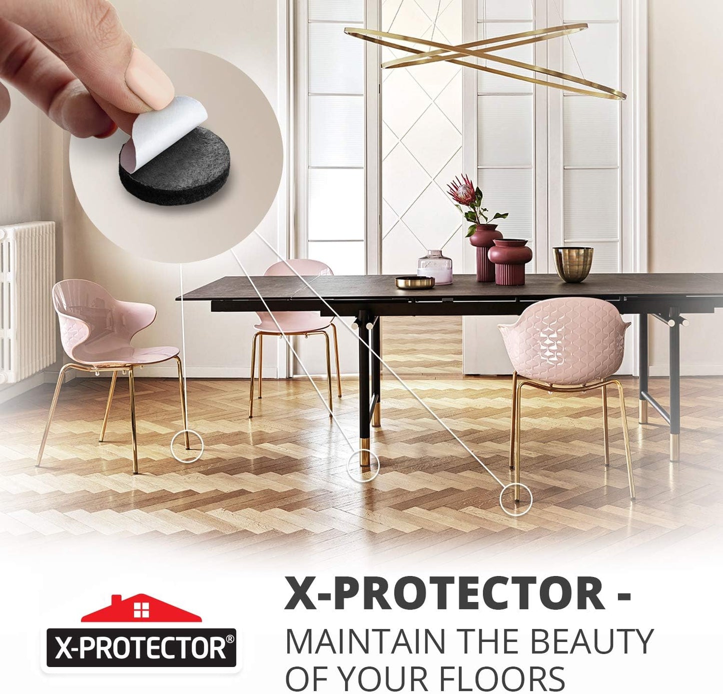 X-Protector Black Felt Furniture Pads - 48pcs for Wood Floors