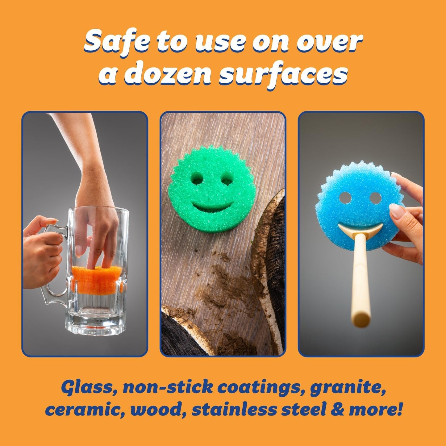 Scrub Daddy Scratch-Free Multipurpose Kitchen Sponges - Bulk Dish Sponges for Kitchen, Bathroom, Household Cleaning & More - Made with BPA-Free Polymer Foam (7 Count)