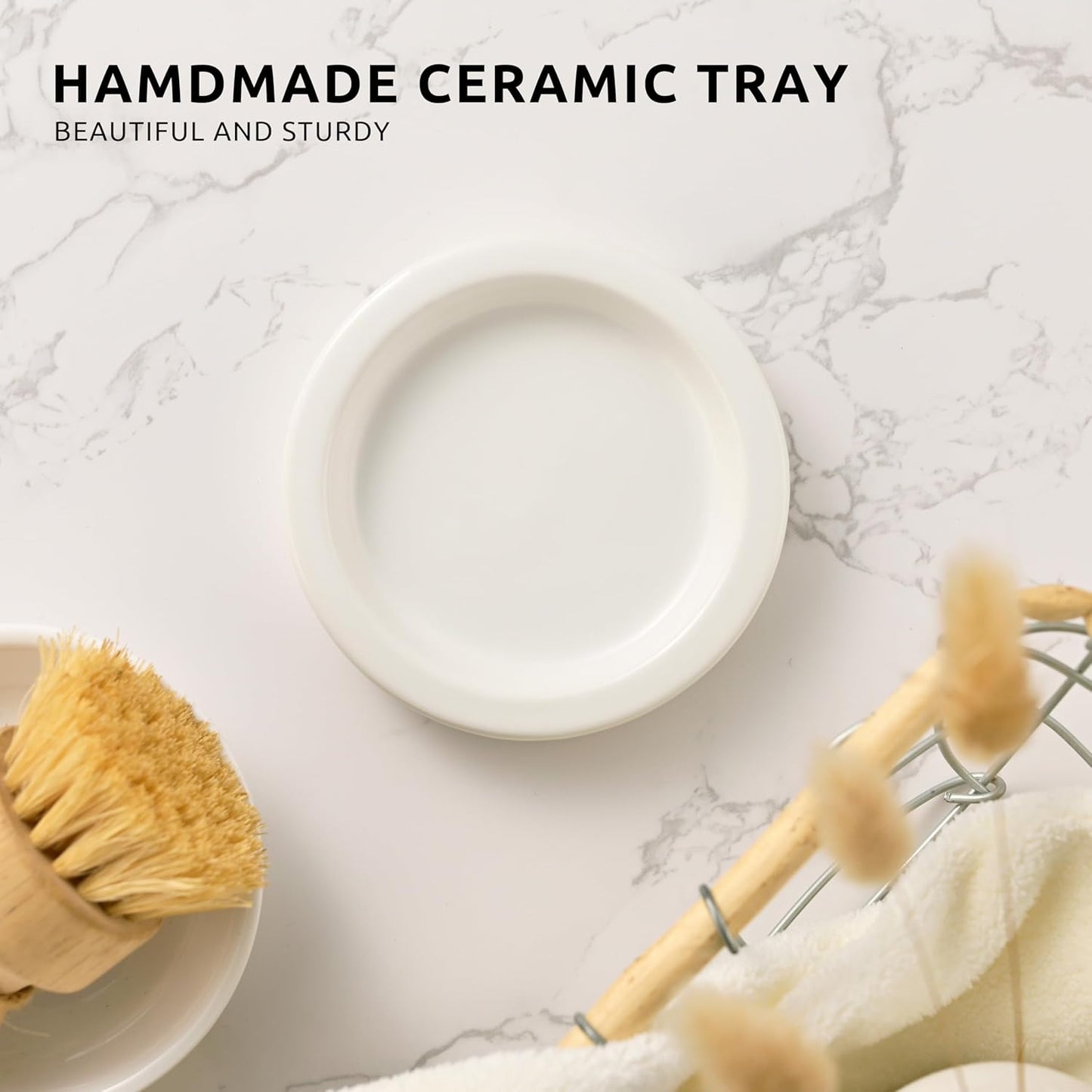 Glass Soap Dispenser Set by Janxin,Bathroom Soap Dispenser Set with Ceramic Tray,Luxury Bathroom Accessories,Modern Kitchen Decor (White+Gold(Hand Soap))