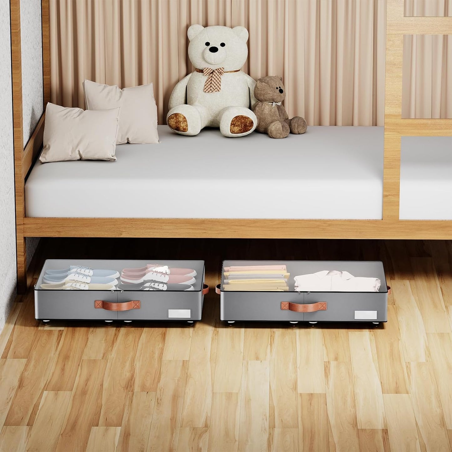 Under bed Storage With Wheels,Low profile 5.5 inches Height Storage Bins,Rolling Under bed Shoe Storage Containers,Under bed Storage Drawers for clothes & blankets