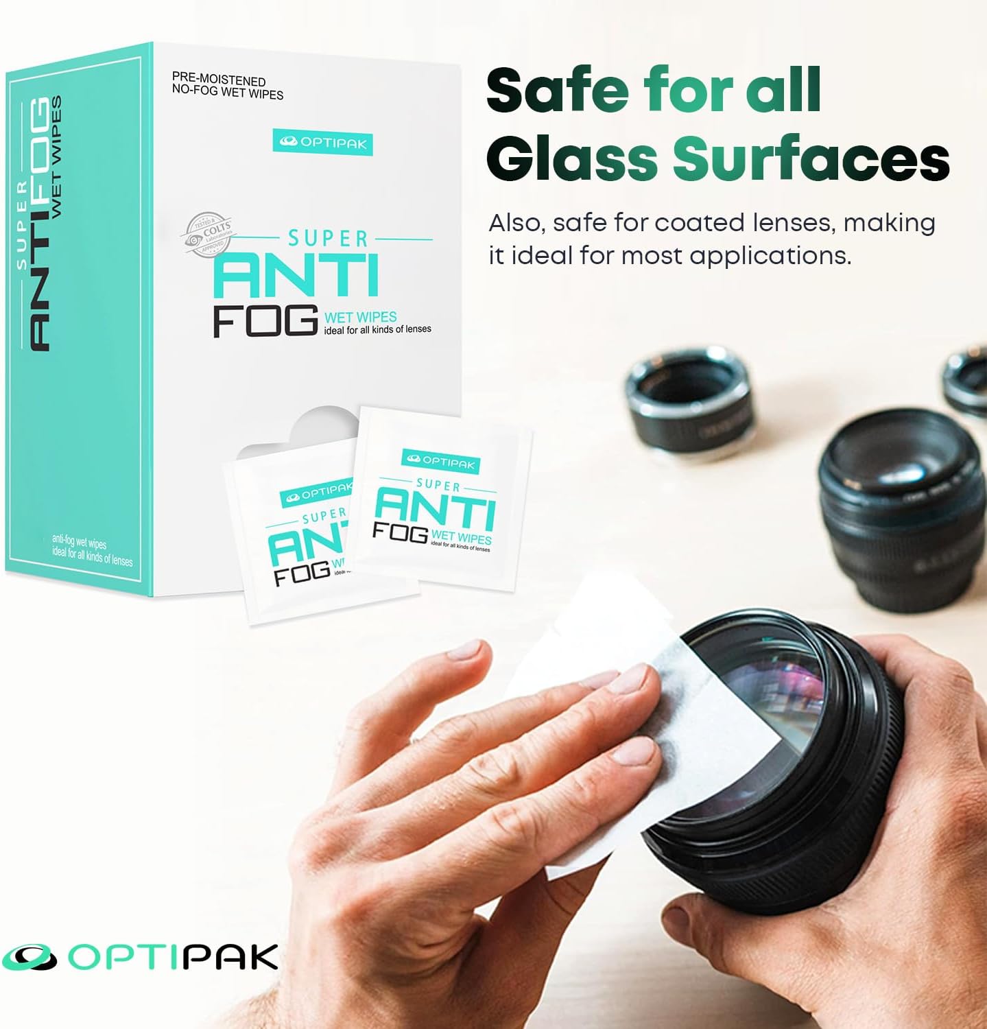 Anti Fog Wipes for Glasses, Binoculars, Face Shields, Ski Masks or Swim Goggles | Pre-Moistened Cleaning Antifog Lens Wipes for Eyeglasses and Defogger for Glasses (350 Count)