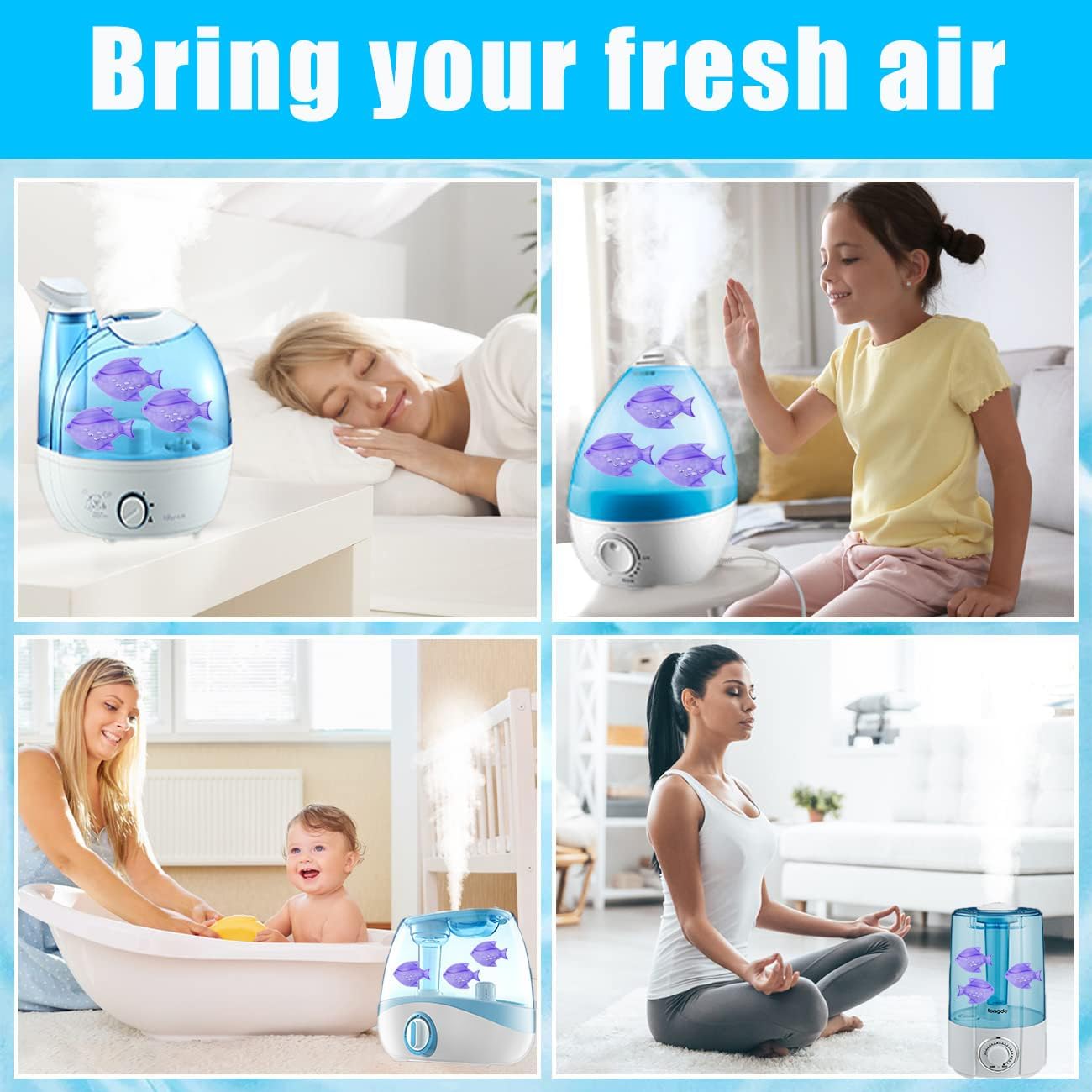 16PCS Universal Humidifier Tank Cleaner,Humidifier Cleaning Fish for Humidifiers & Fish Tanks,Purifies Water, Prevent Hard Water Build-Up, Reduce Scale and White Dust