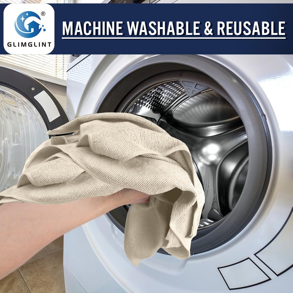 GLIMGLINT Brown Microfiber Cleaning Cloth, 12 Pack Cleaning Towels for Kitchen, Lint Free, Scratch-Free, Highly Absorbent, and Reusable Cleaning Rags for House, Window and Glass, Cars, 14"X12"