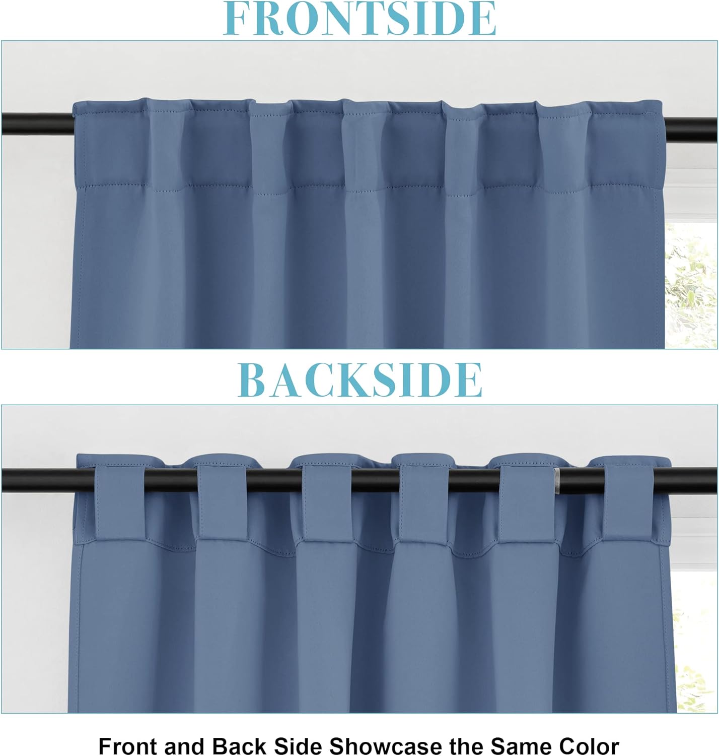 RYB HOME Coastal Blackout Curtains for Bedroom - Thermal Insulated Curtains and Drapes Privacy Shades for Living Room Dining Closet, W42 x L80 inch, 2 Panels, Aqua