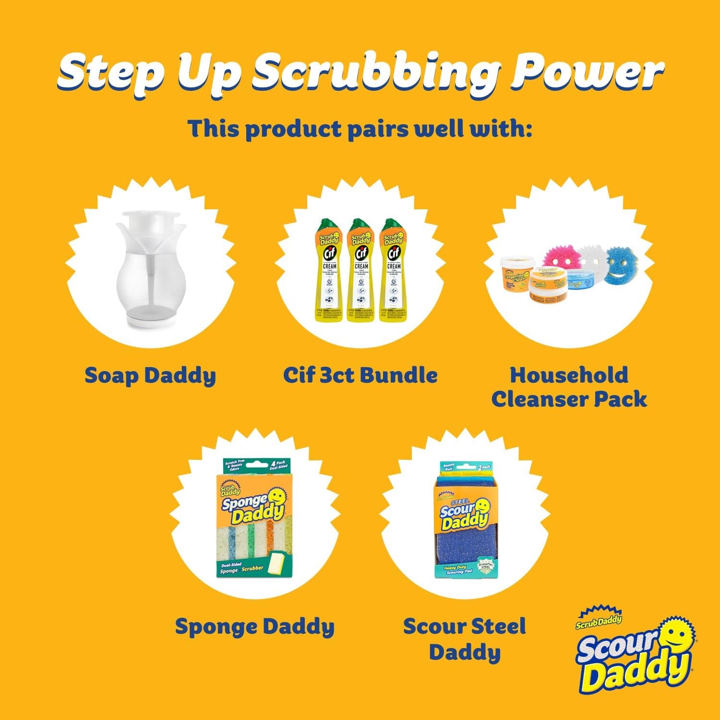 Scrub Daddy Scour Daddy Scouring Pad - Non Scratch Scouring Pad - Sponges for Dishes & Cleaning Supplies - Durable & Odor Resistant - 3 Count (12 Pack)