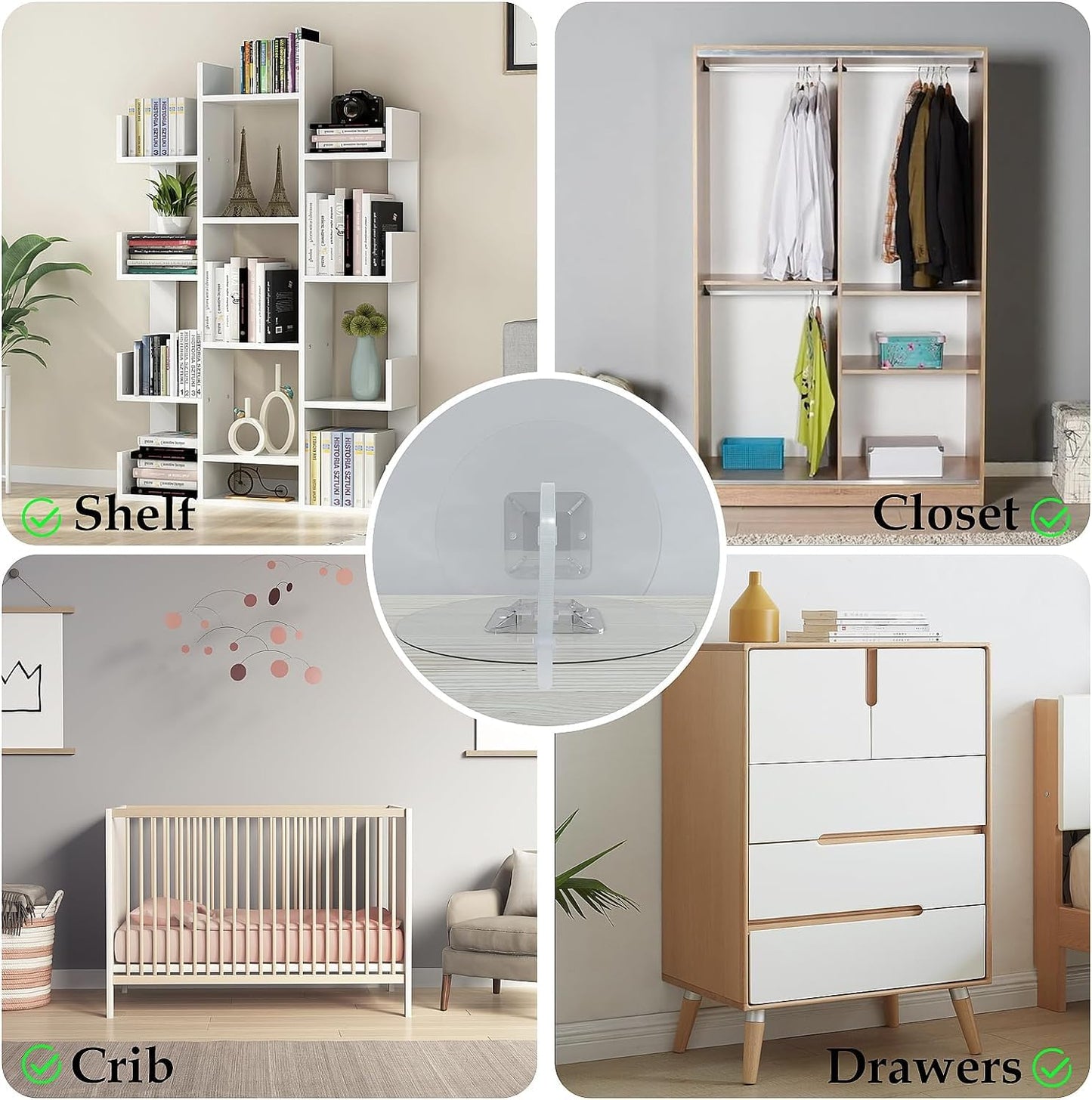 Furniture Anchors No Drill Upgraded Furniture Straps for Baby Proofing, Self-Adhesive Secure 168 Pound Furniture Prevent Falling Anti Tip Earthquake Straps for Child Safety๏ผ26pack๏ผ