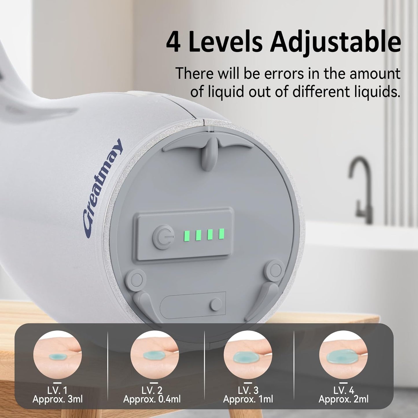 Adjustable Automatic Soap Dispenser Touchless, 4 Adjustable Levels Touchless Sensor Liquid Soap Pump,300ml Rechargeable Magnetic Charging Hand Soap Dispenser for Kitchen,Bathroom