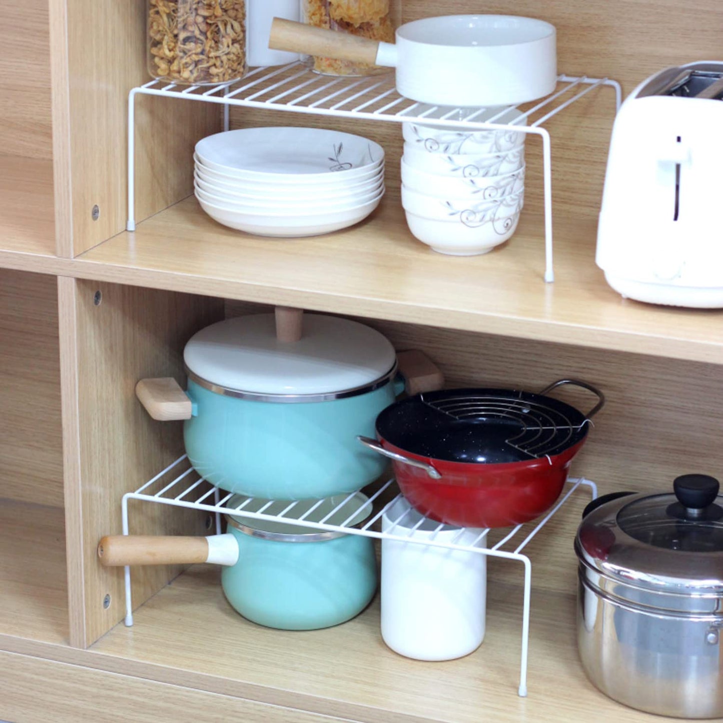 GEDLIRE Kitchen Cabinet Shelf Organizer Set of 6, Medium (13 x 9.4 inch) Metal Wire Pantry Storage