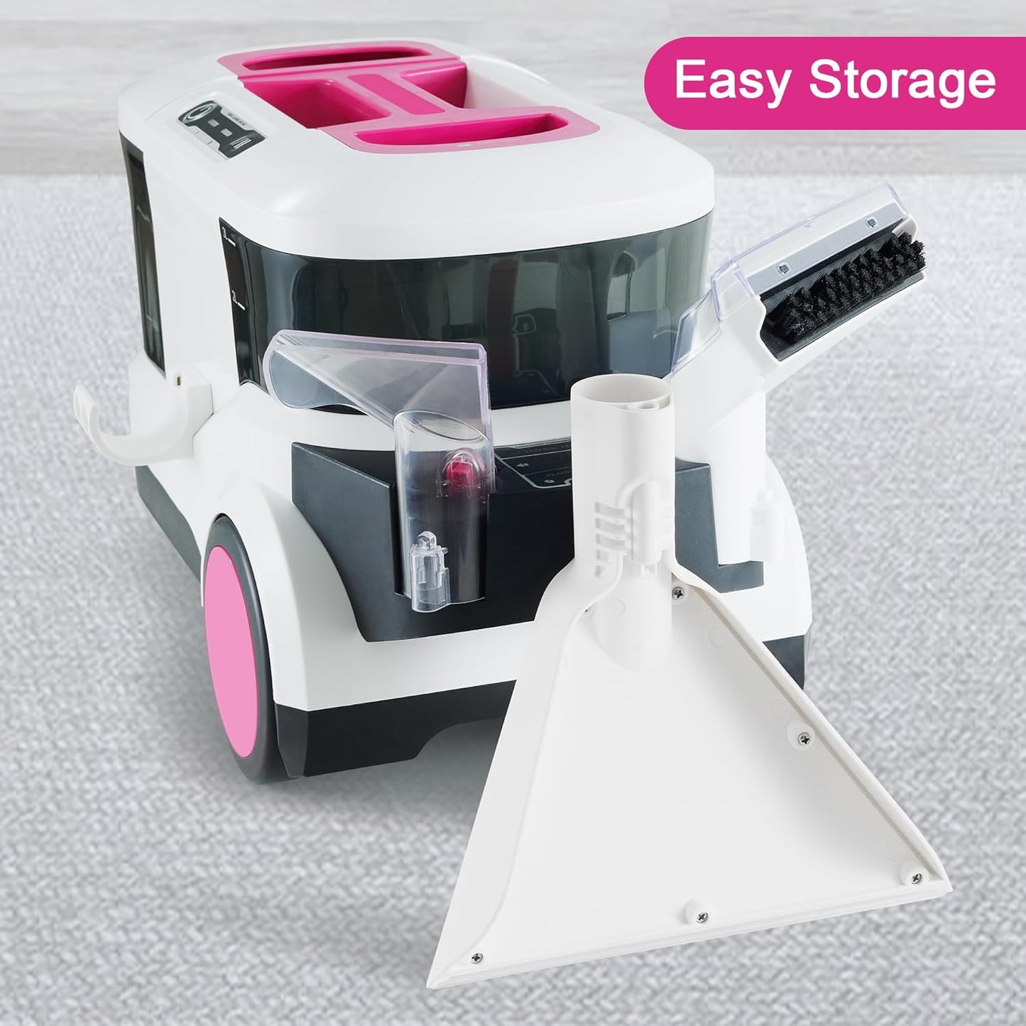 WECLEAN Carpet Cleaner Machine and Stain Remover for Deep Cleaning Upholstery for Carpets Rugs and Fabric Seats,800W 18Kpa,3L Clean Tank and 1.5L Dity Tank, Pink