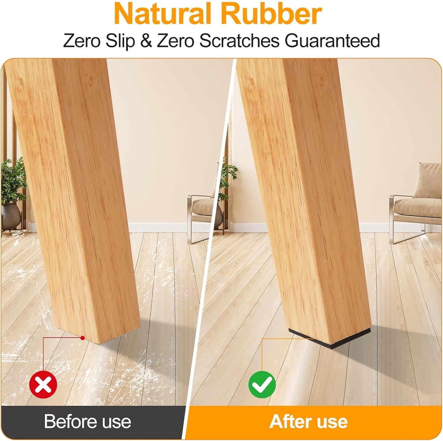 CHUNZEXI Non Slip Furniture Pads - 16 Premium Furniture Grippers Self Adhesive Rubber Furniture Feet, Anti Slide Furniture Hardwood Floor Protector for Keep Couch Stoppers (2 inch Square)