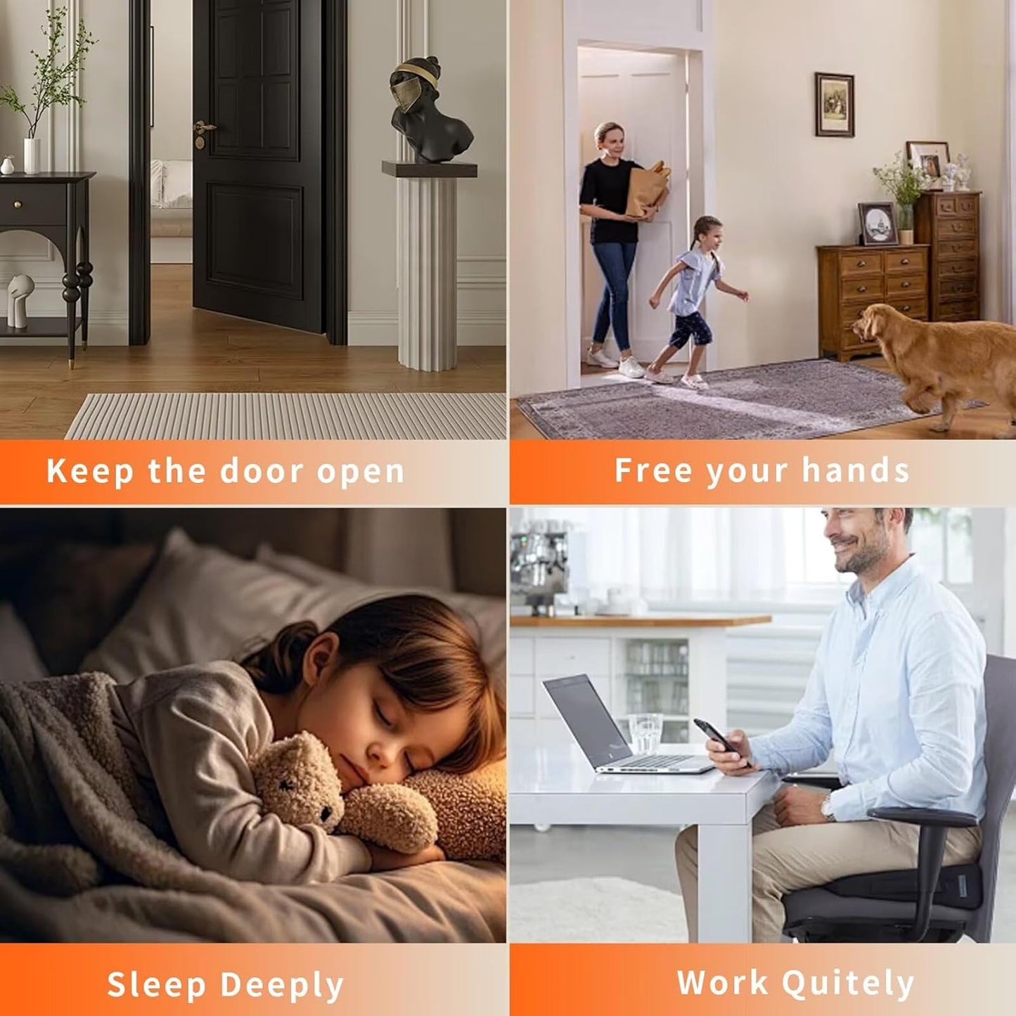 Bak Bo Magnetic Door Stoppers 2 Pack Bottom of Door Holder Keep Door Open No Drilling Magnet Floor Door Stop with Screws and Adhesive Brushed Gold DS268BG-2