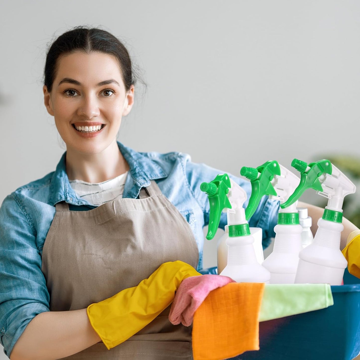 Eccliy 12 Pcs 16 Oz Plastic Spray Bottle, Adjustable Empty Reusable Sprayer for Cleaning, Planting, Water, Bathroom and Kitchen, BBQ, Commercial and Residential(Green,Original)