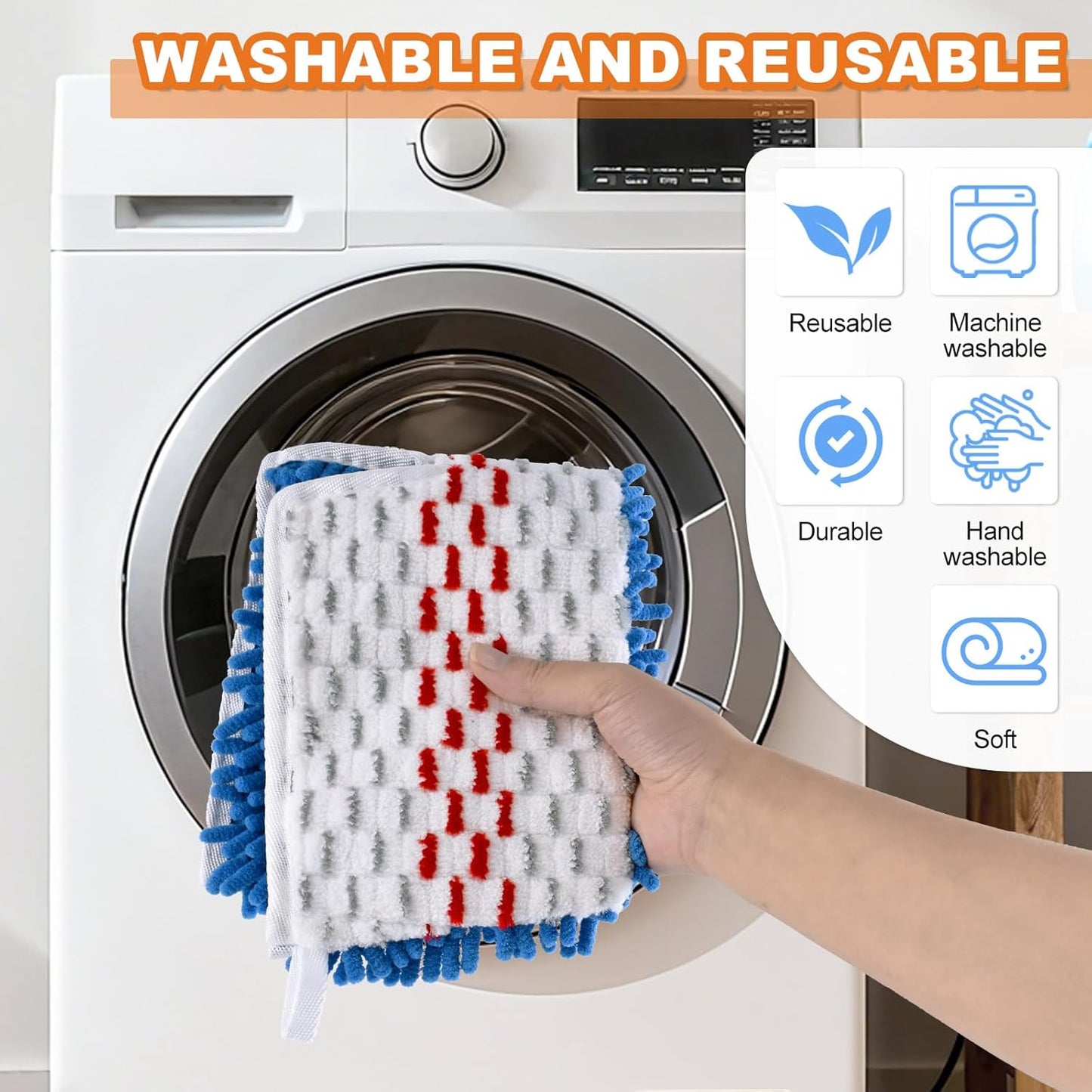 Microfiber Mops for Floor Cleaning, Flat Mop for Wet & Dry Use, Dust Mop for Hardwood Floors with 3 Reusable Pads for O Cedar Hardwood Floor 'N More 3-Action Mop and Extendable 58" Long Handle