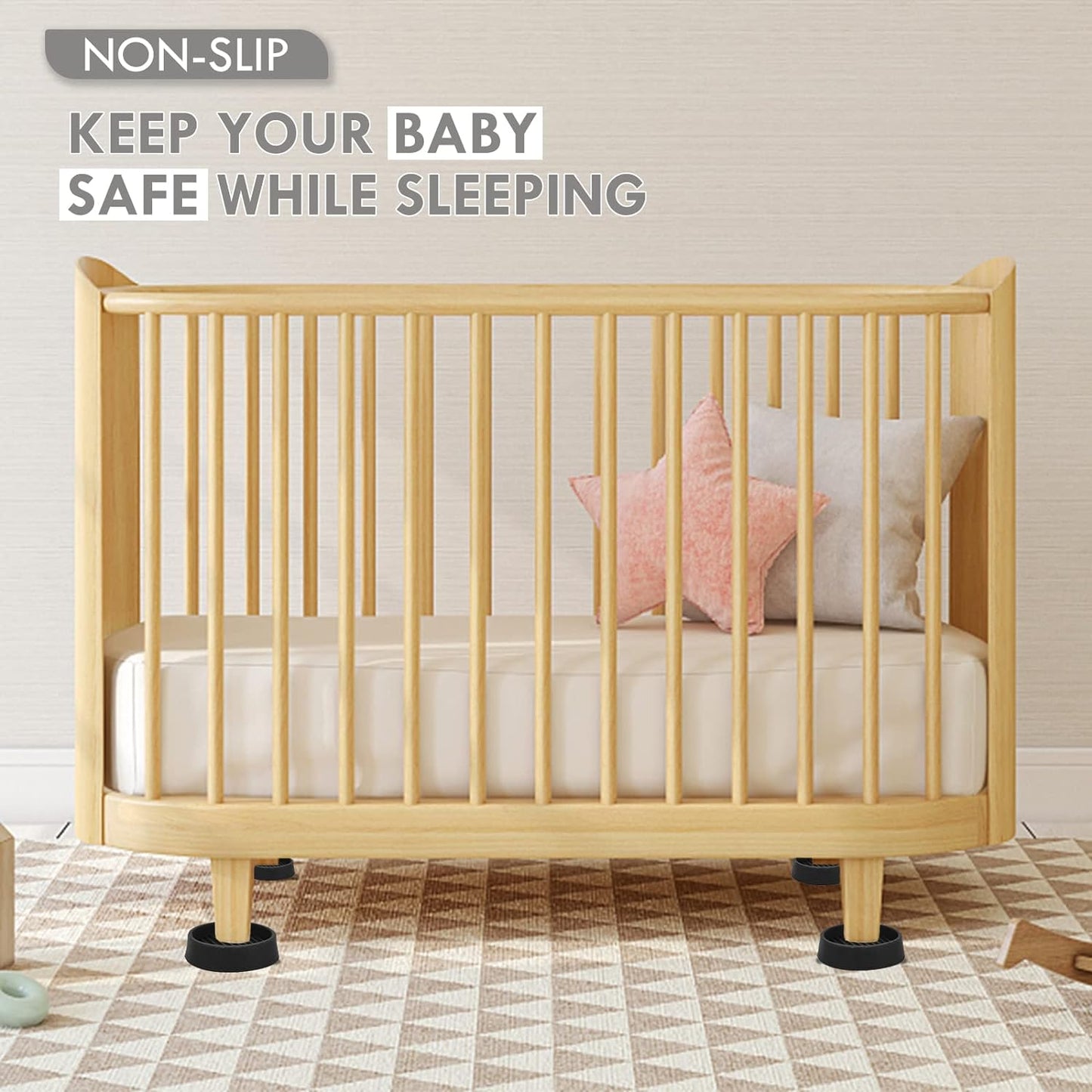 2X2 Round Rubber Caster Cups, Non Slip Furniture Pads, Anti-Slip Gripper, Anti Skid Furniture Feet, Anti Slide Floor Protector for Bed Couch Table Chair Stoppers - (Black, 8 Pack)