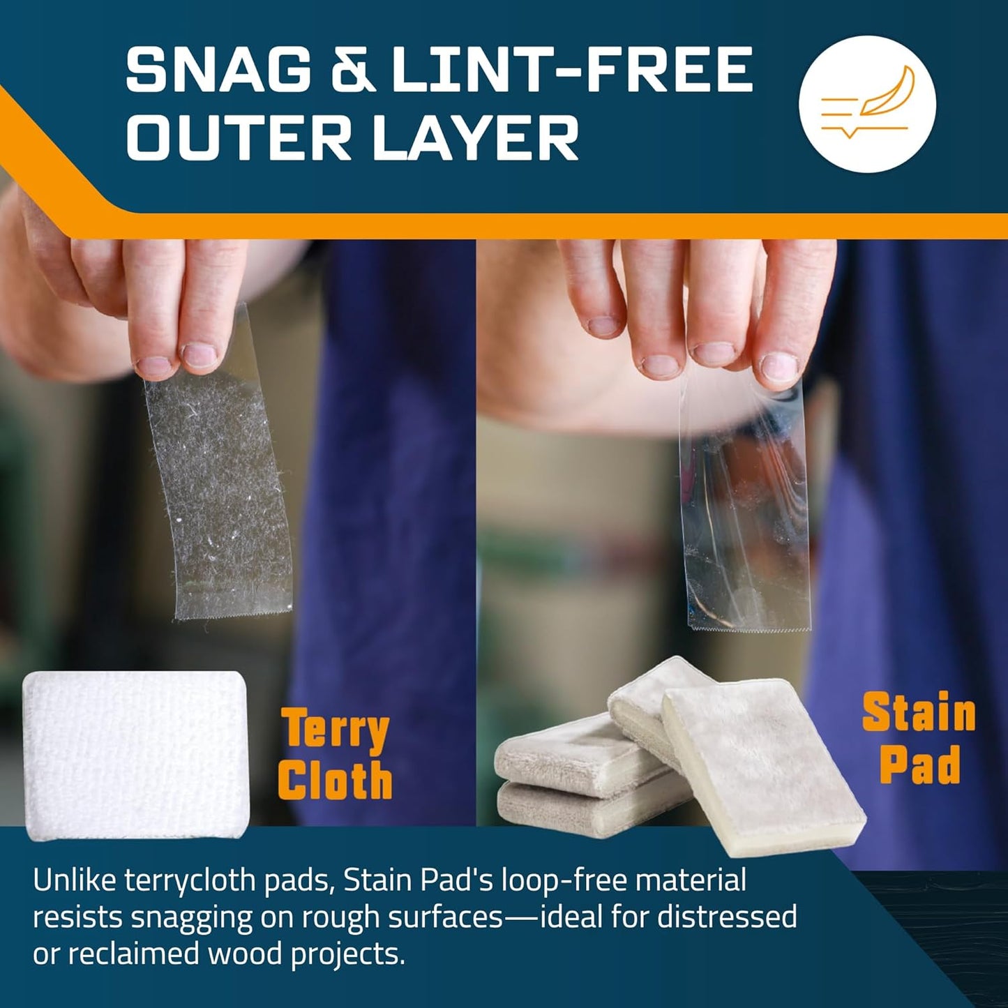 MāKRS Stain Pad, Cut-to-Size Staining Pads, 10-Pack, Lint, Snag, Streak-Free Applicator, Micro Brush Material, Wood Stains and Oil Based Finishes, Easy to Use with Consistent Application