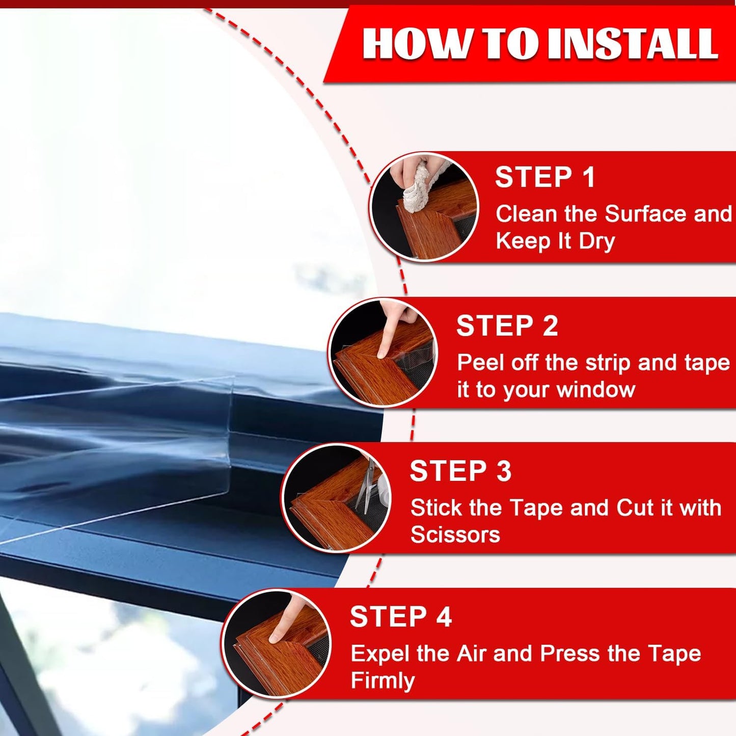 Transparent Window Weather Sealing Tape 2 Inch x 33 FT Weather Stripping Residue-Free Clear Window Insulation Caulk for Shower Glass Gaps and Clear Tape Doors Windows Windproof