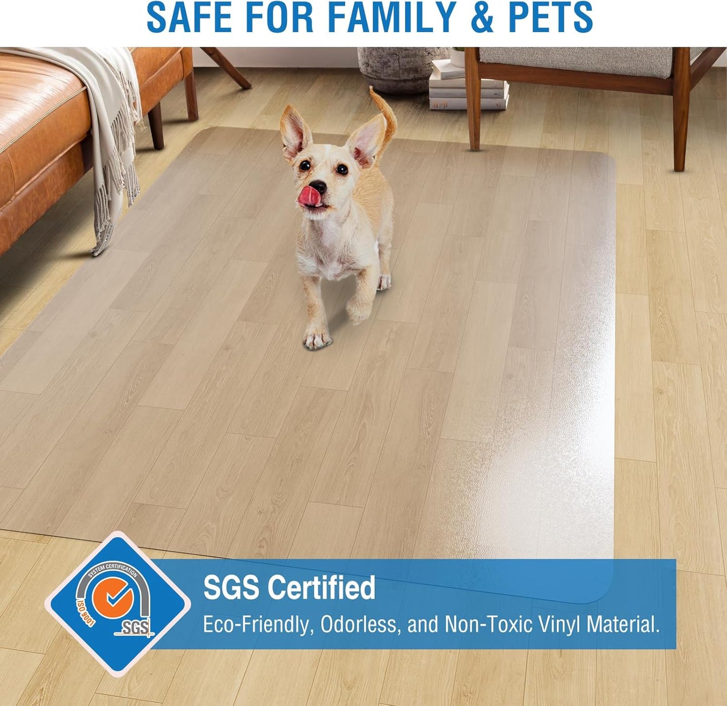 Clear Chair Mat, 48" x 36" Office Chair Mat for Hard Floors, Floor Protector Desk Mat for Gaming, Vinyl Floor Mat for Home Office Kichen Living Room, Clear