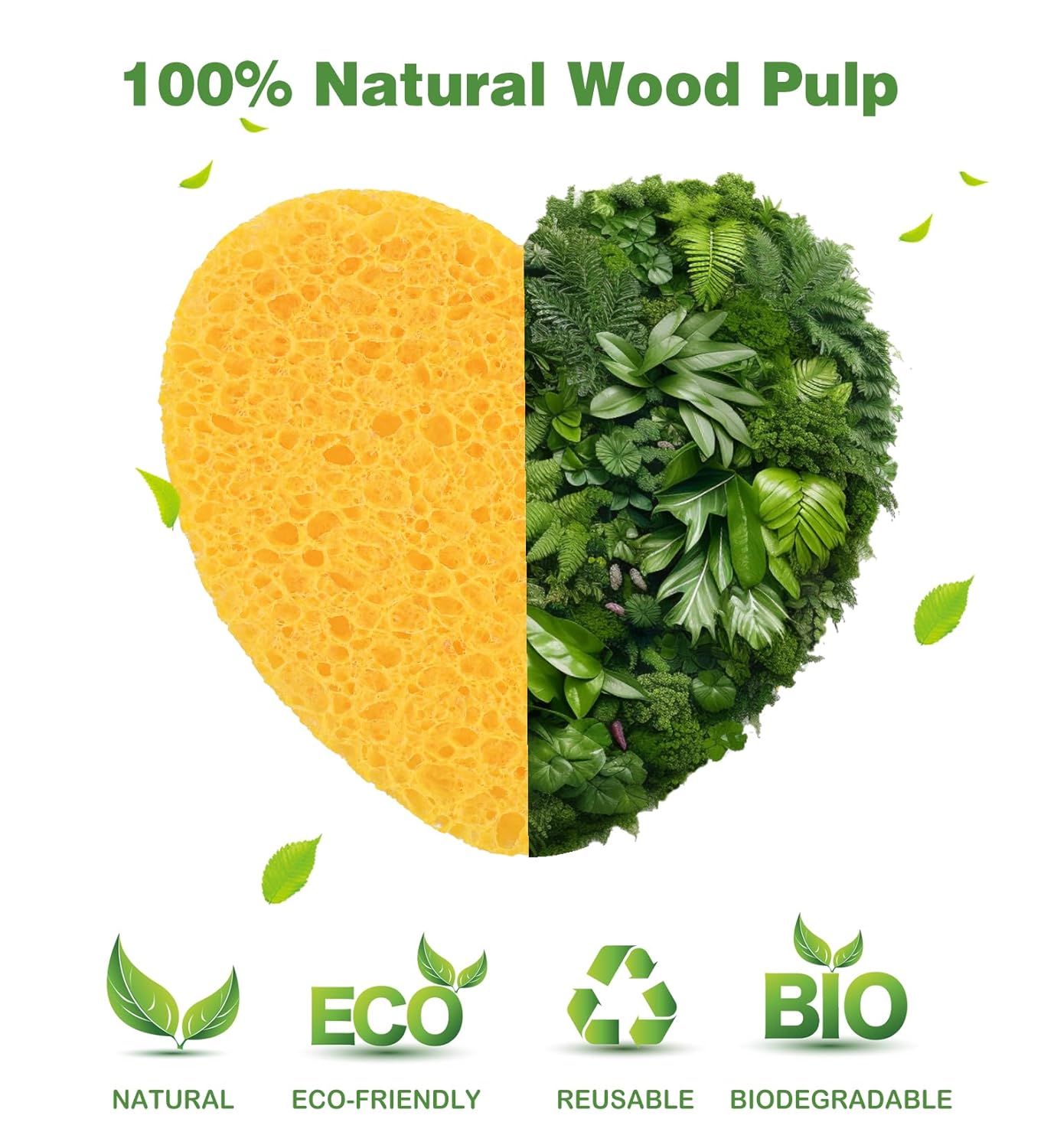 50-Count Compressed Facial Sponges for Estheticians- 100% Natural Cellulose Face Sponge Spa Sponges for Face Cleansing, Massage, Pore Exfoliating, Mask, Makeup Removal (Love-Yellow)